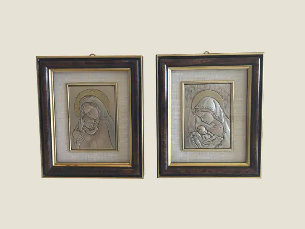 Pair Of Silver Religious Miniature (1950s) Made In Italy