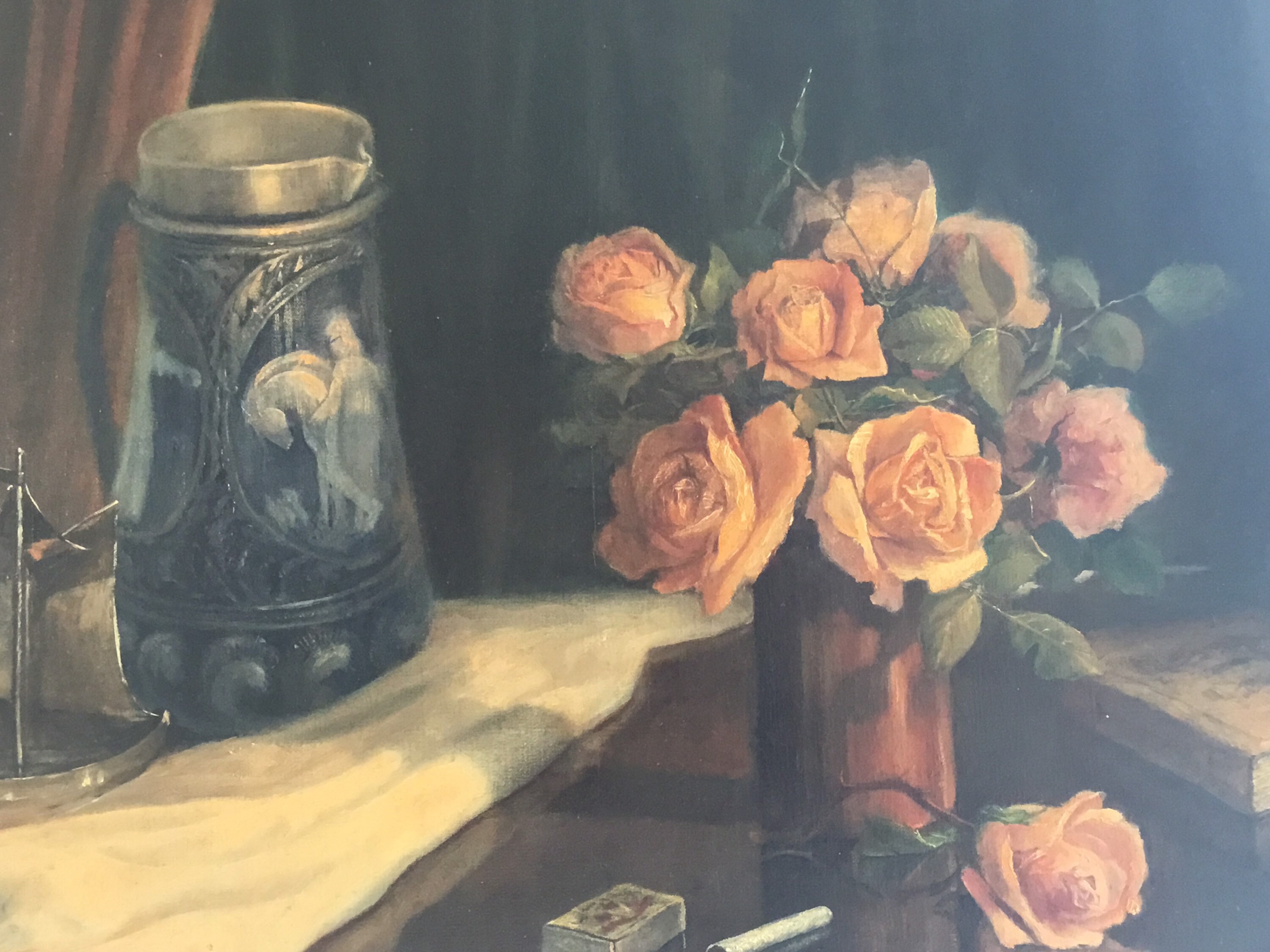 Vintage Floral Painting | 1946 Boussard Belgian Artist, Oil on Canvas Signed — photo 4 of 10