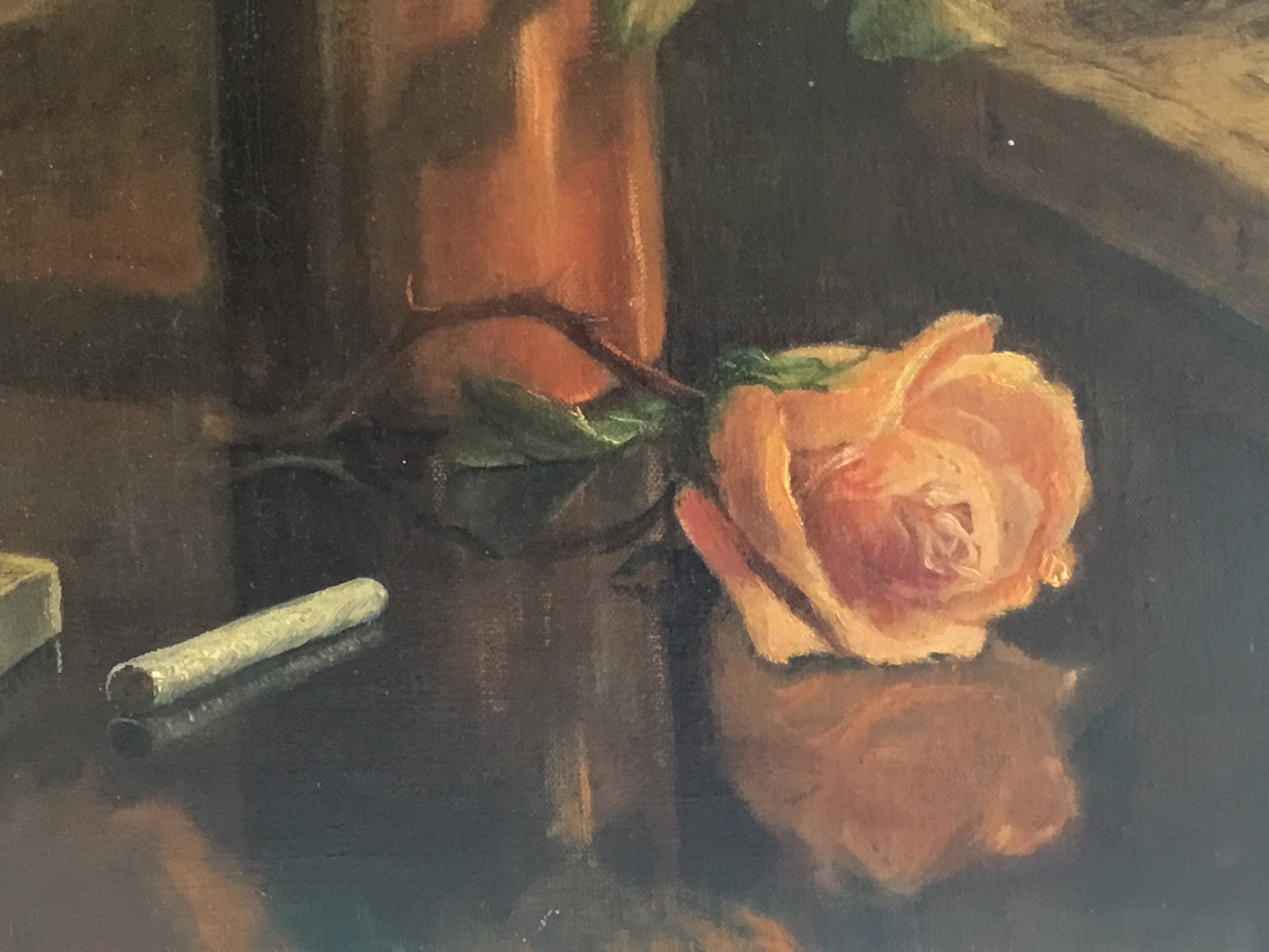 Vintage Floral Painting | 1946 Boussard Belgian Artist, Oil on Canvas Signed — photo 6 of 10