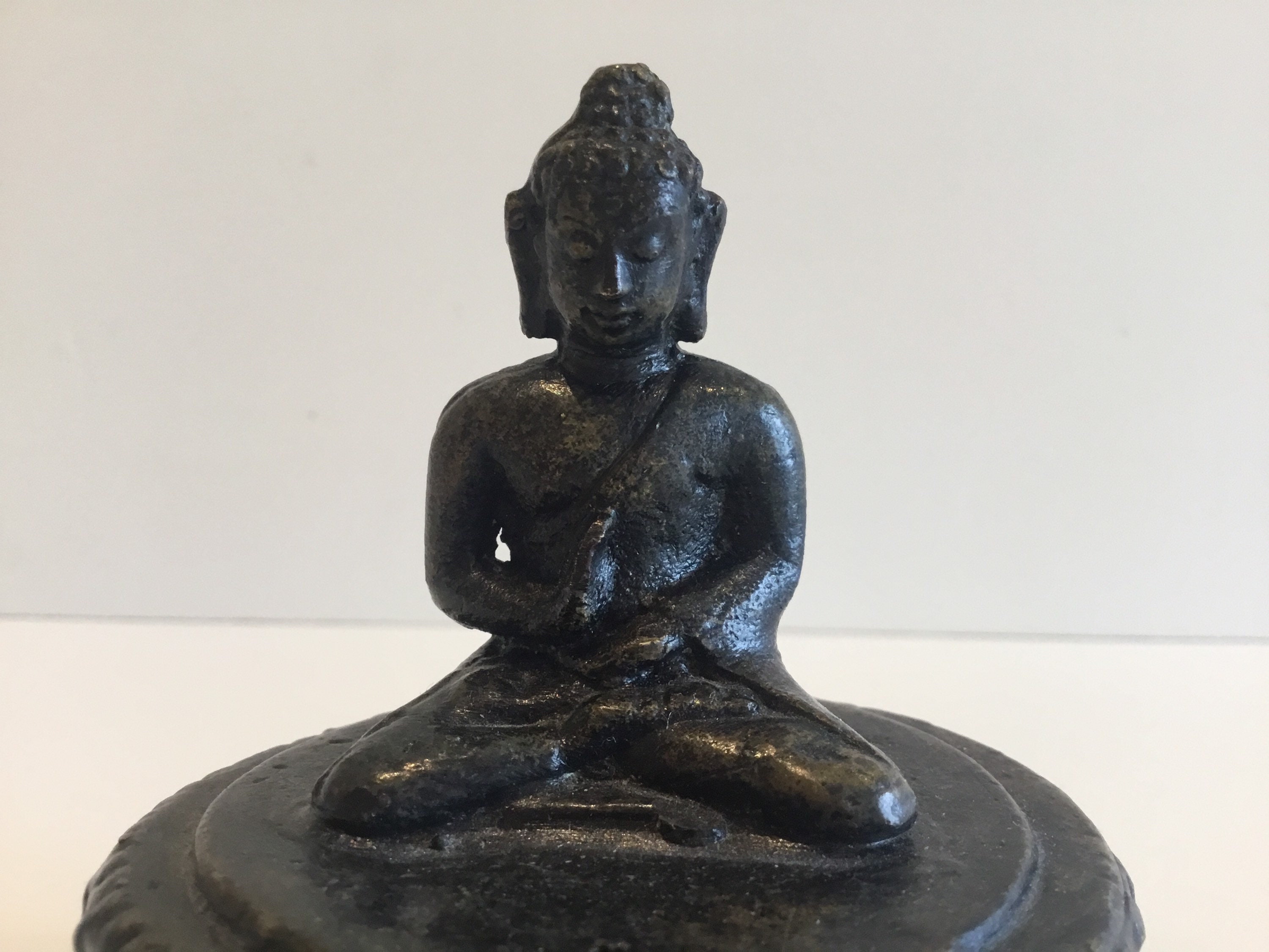 Bronze Buddha Statue Borobudur Meditating Stupa Indonesian Art (1900s) — photo 4 of 9
