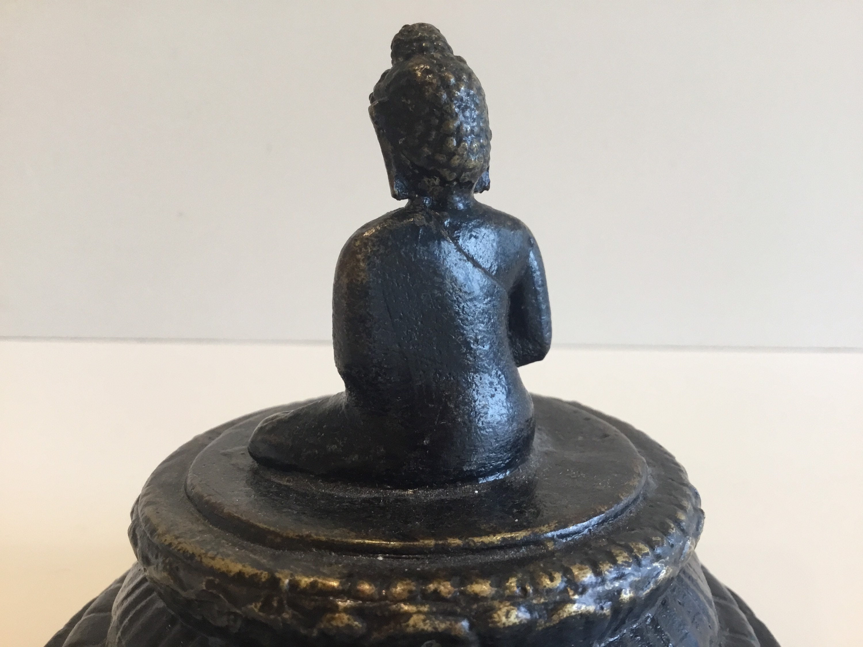 Bronze Buddha Statue Borobudur Meditating Stupa Indonesian Art (1900s) — photo 8 of 9