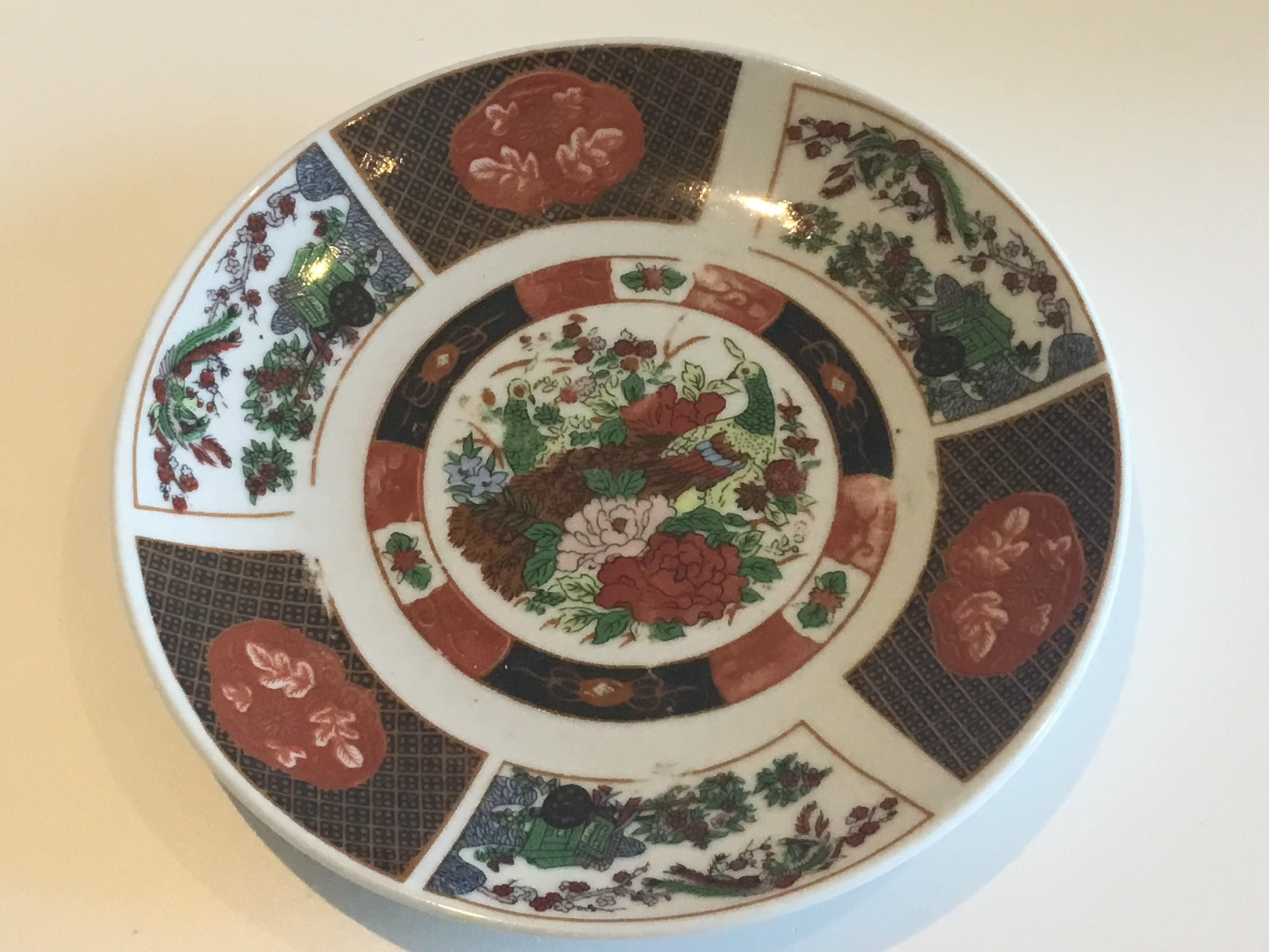 Vintage Dinnerware Set | 1960s Moroccan COCEMA Porcelain, Peacock Imari Pattern — photo 8 of 11