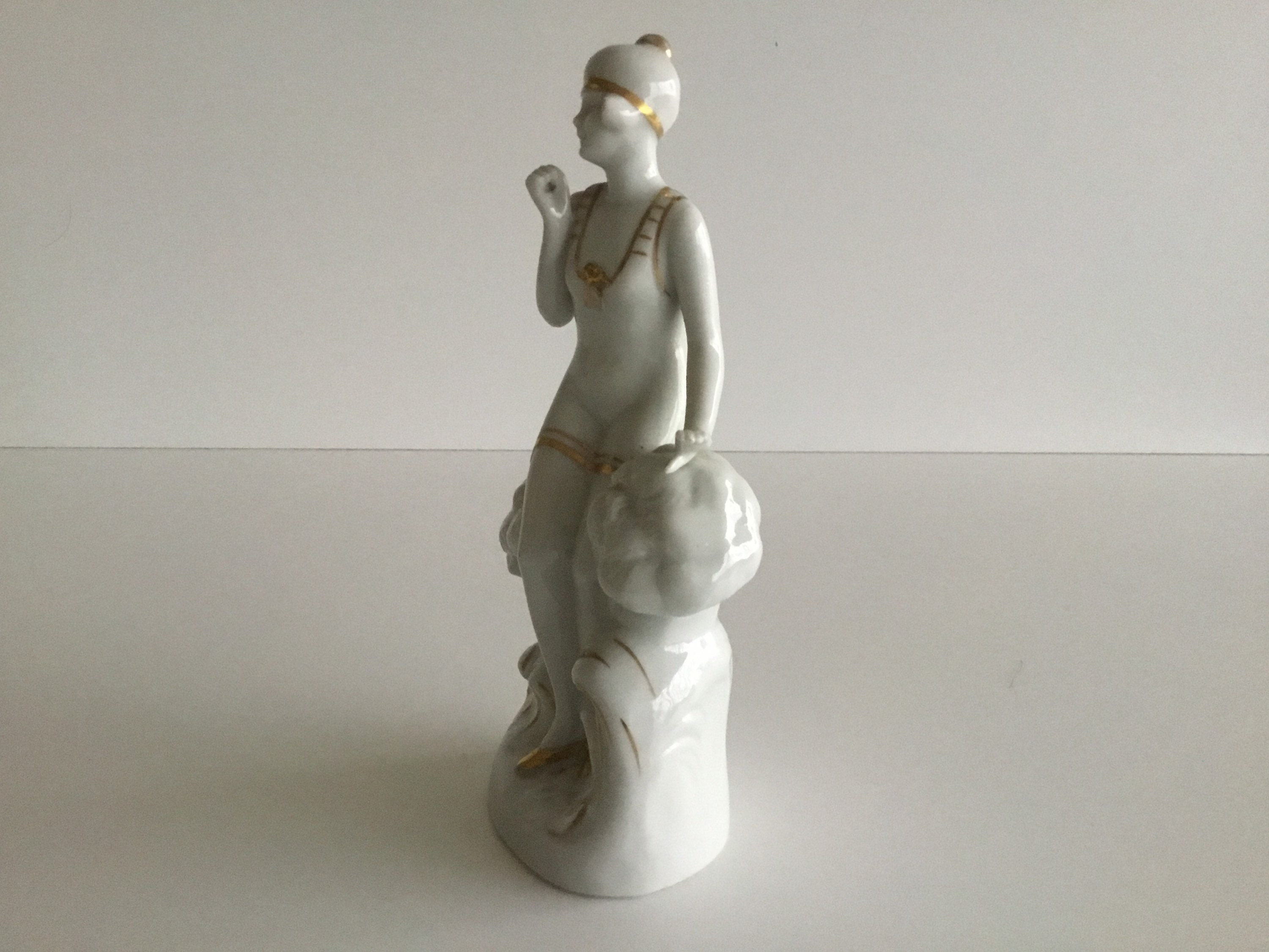 Vintage Porcelain | 1930s German Figurine White and Gold, Numbered 1293 Collectible — photo 5 of 7