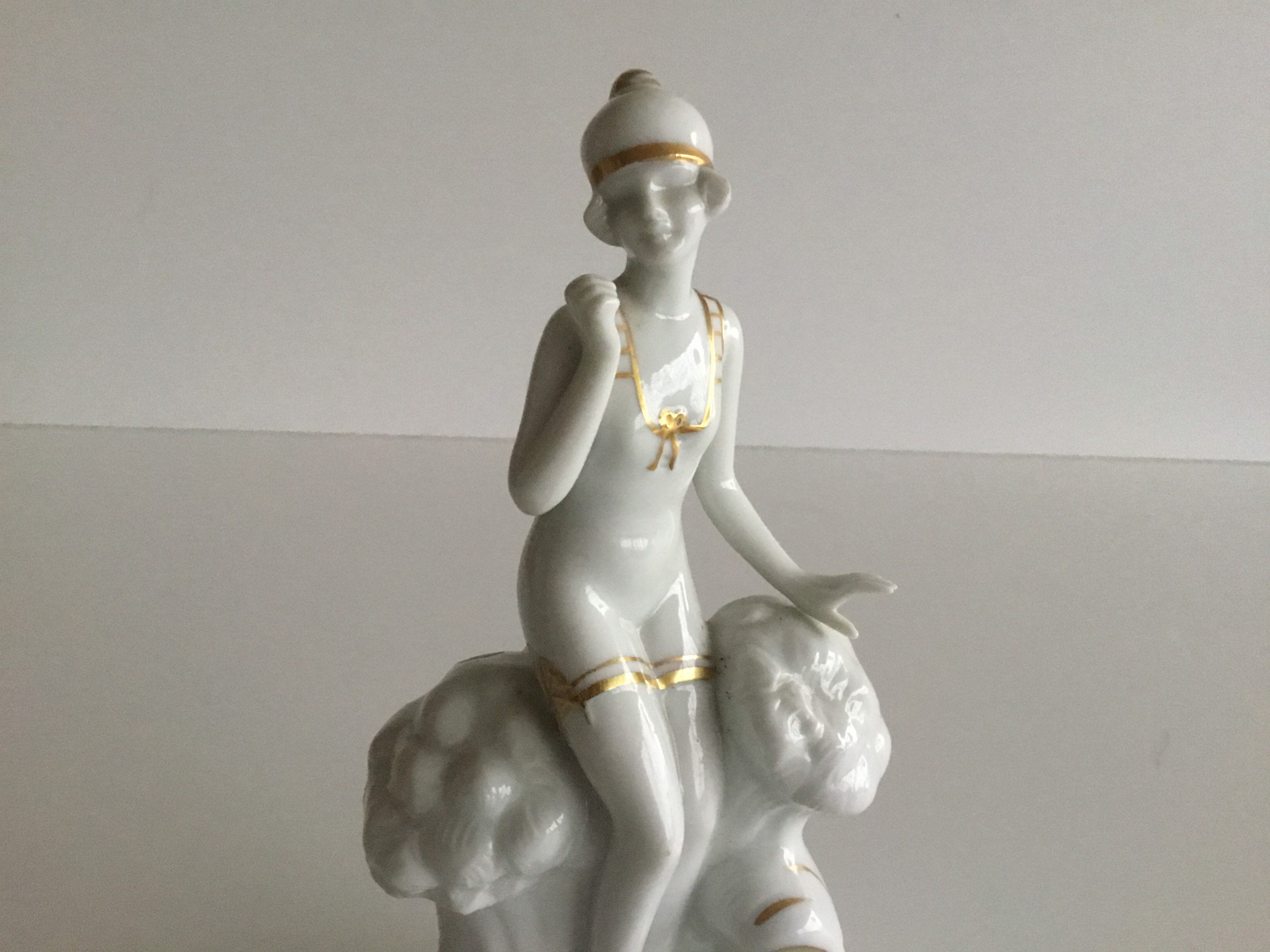 Vintage Porcelain | 1930s German Figurine White and Gold, Numbered 1293 Collectible — photo 6 of 7