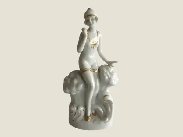 Vintage Porcelain | 1930s German Figurine White and Gold, Numbered 1293 Collectible