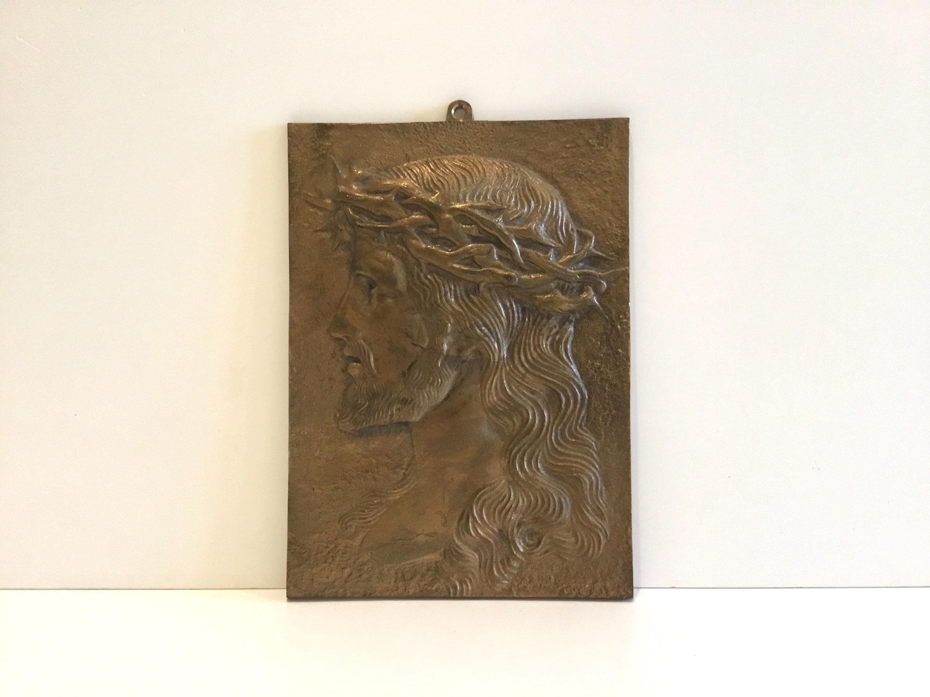 Vintage Bronze – Jesus Christ Plaque (1930s, Wall Hanging) Made In France — photo 2 of 6