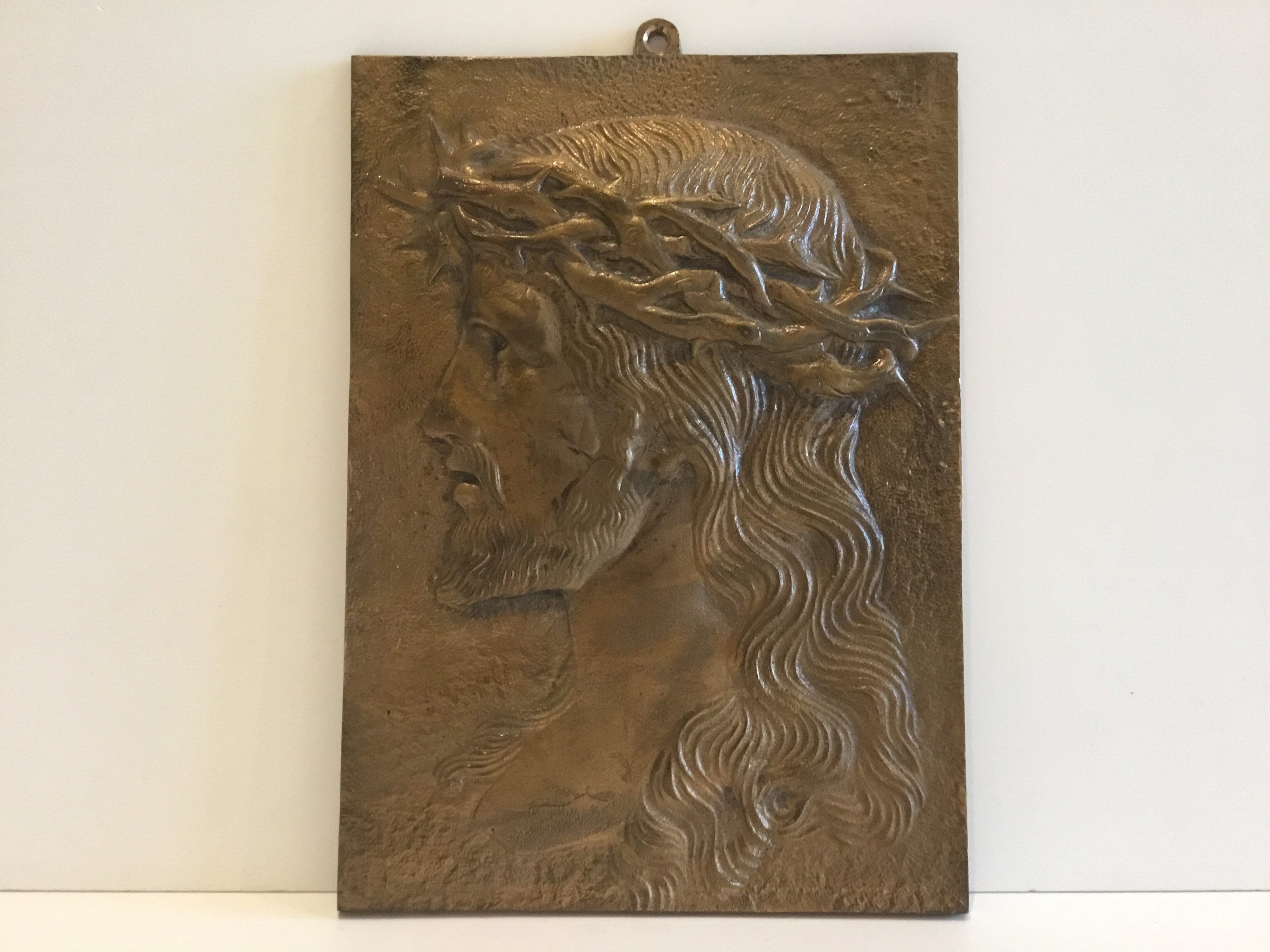 Vintage Bronze – Jesus Christ Plaque (1930s, Wall Hanging) Made In France — photo 3 of 6