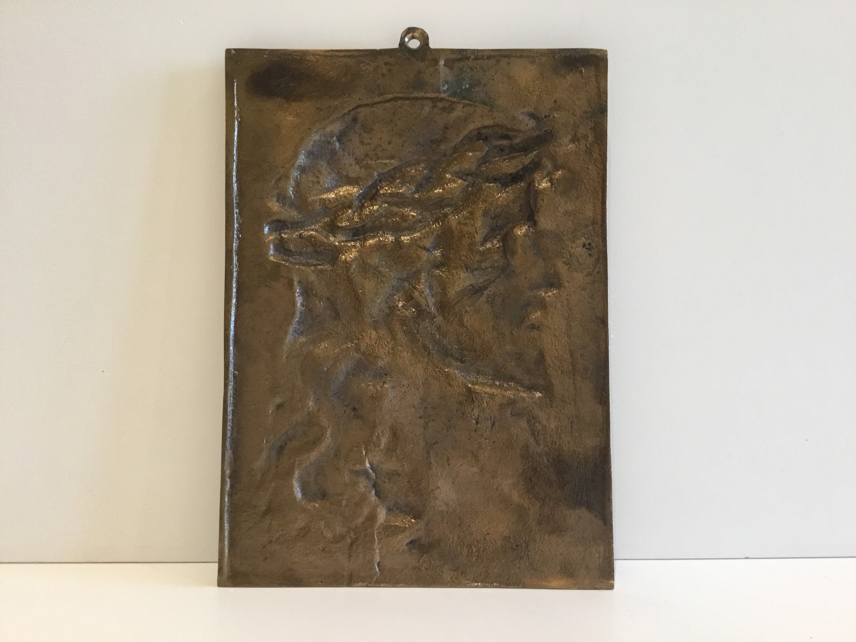 Vintage Bronze – Jesus Christ Plaque (1930s, Wall Hanging) Made In France — photo 6 of 6