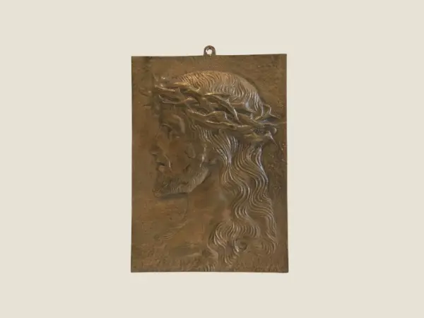 Vintage Bronze – Jesus Christ Plaque (1930s, Wall Hanging) Made In France