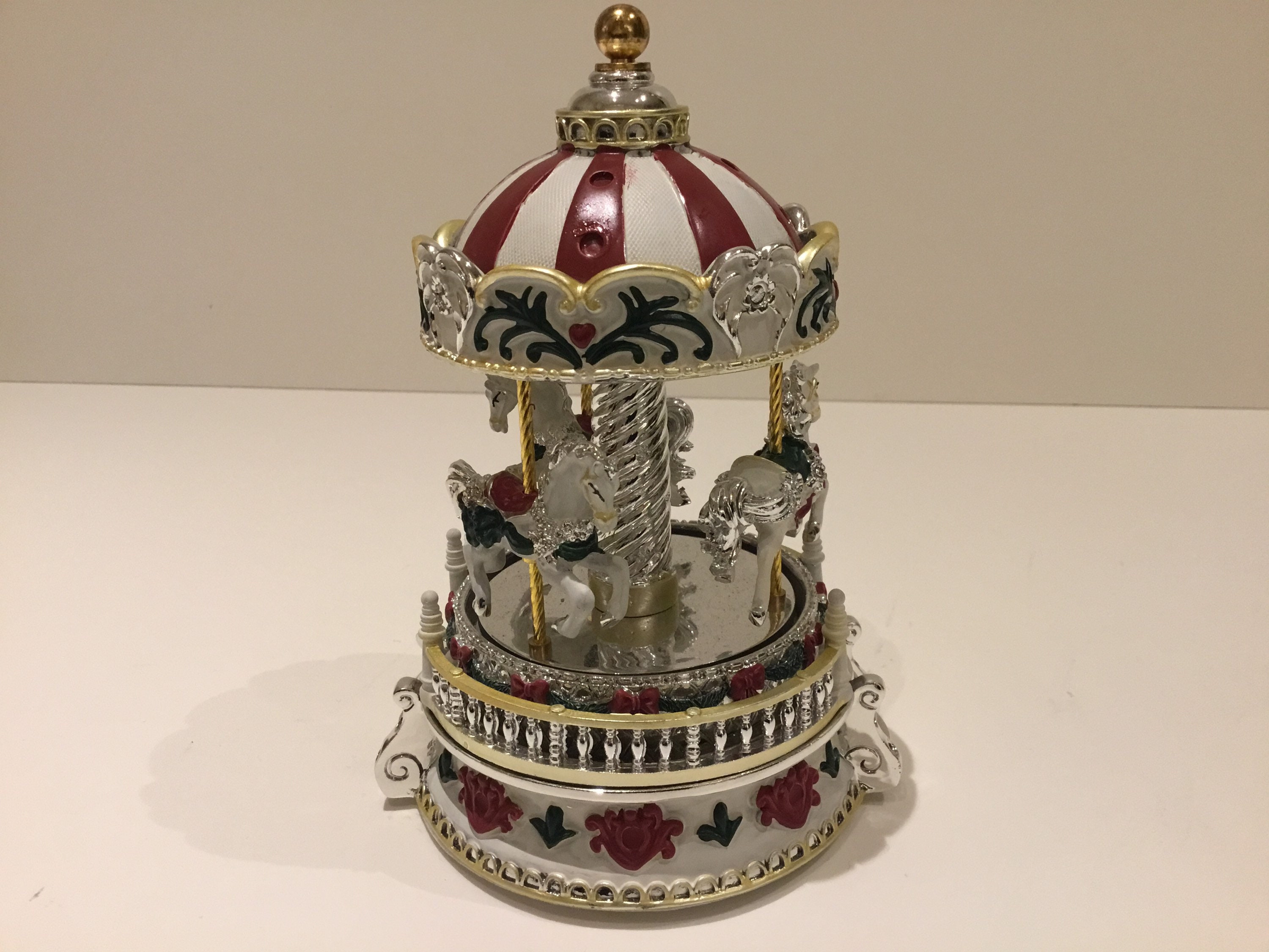 Vintage Musical Carousel | Italian Silver Plated Christmas with Horses, Working Music Box — photo 4 of 7