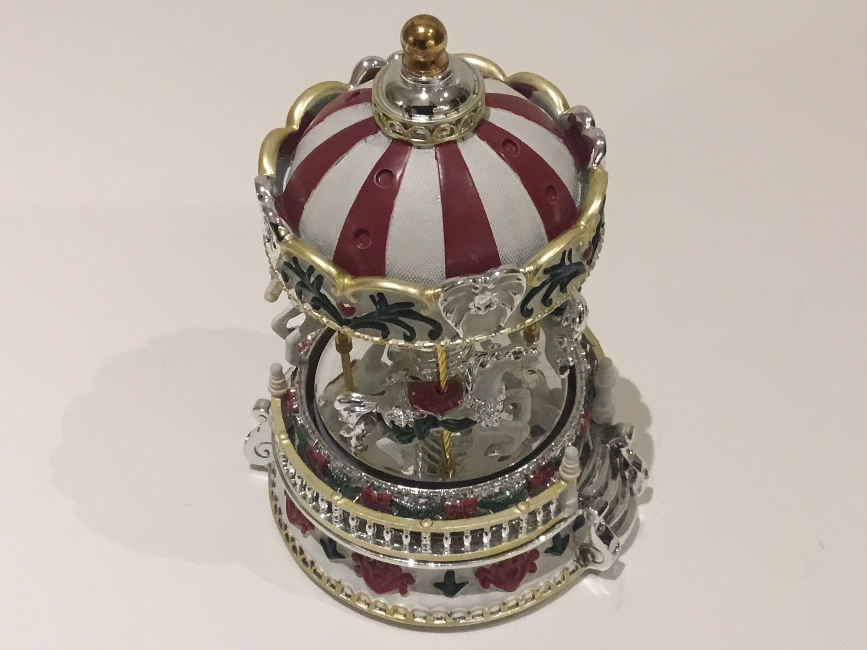 Vintage Musical Carousel | Italian Silver Plated Christmas with Horses, Working Music Box — photo 7 of 7