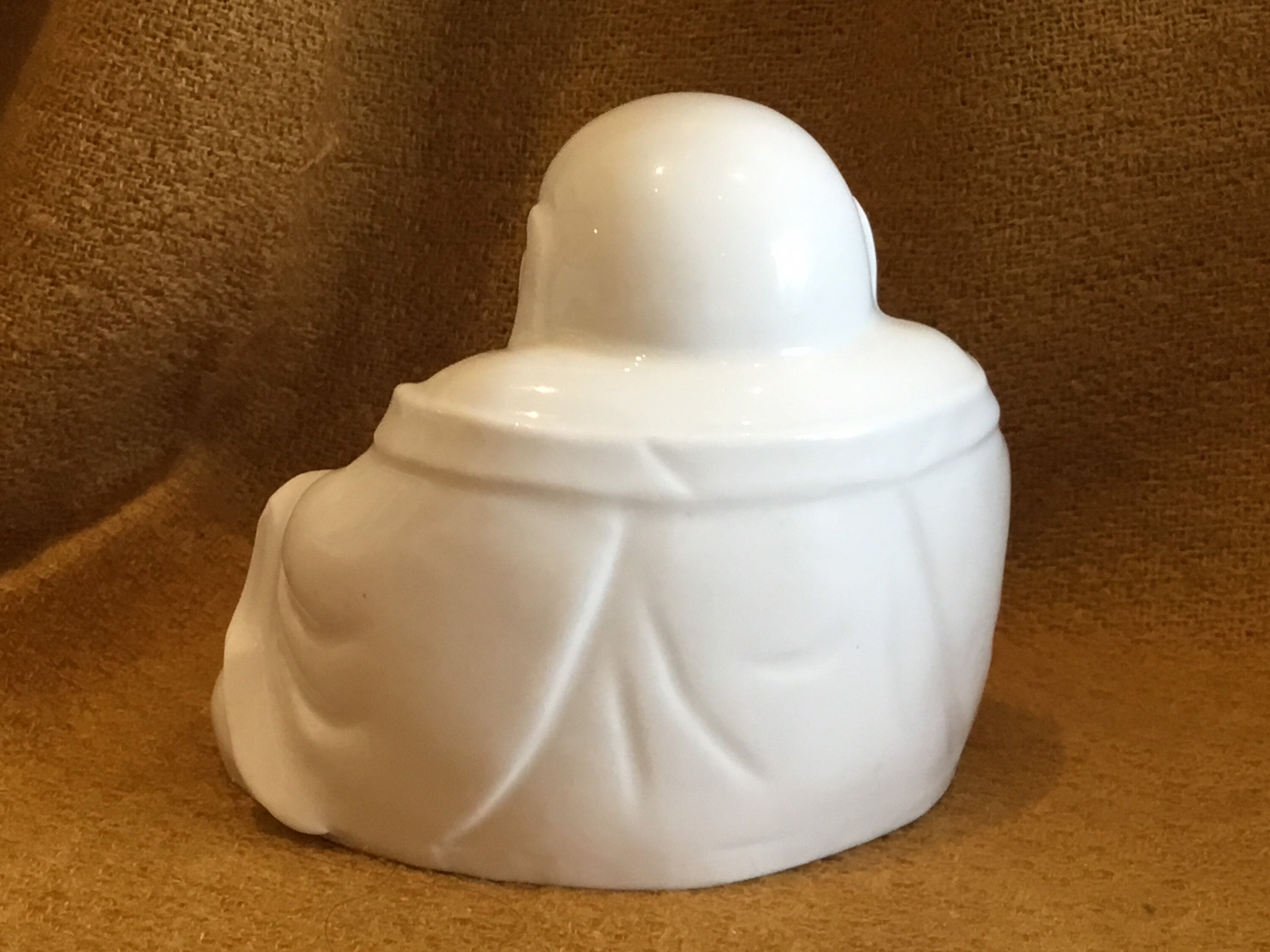 Vintage Porcelain | 1950s Chinese Buddha Statue, Ivory White Ceramic Sculpture — photo 9 of 10