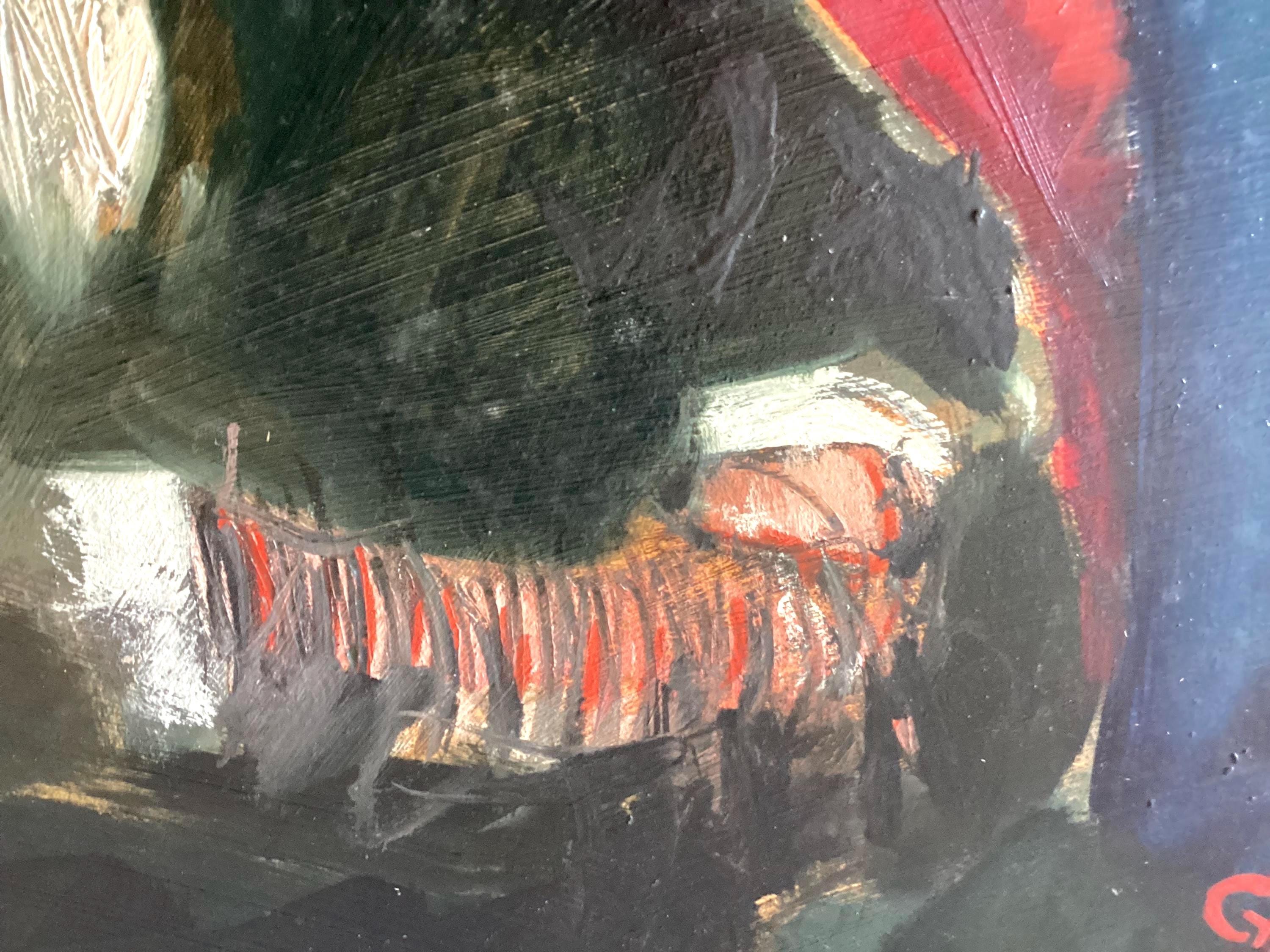 Vintage Painting | Danilo Gardani Ritratto 1990S, Italian Art, Gold Leaf, Signed — photo 11 of 11