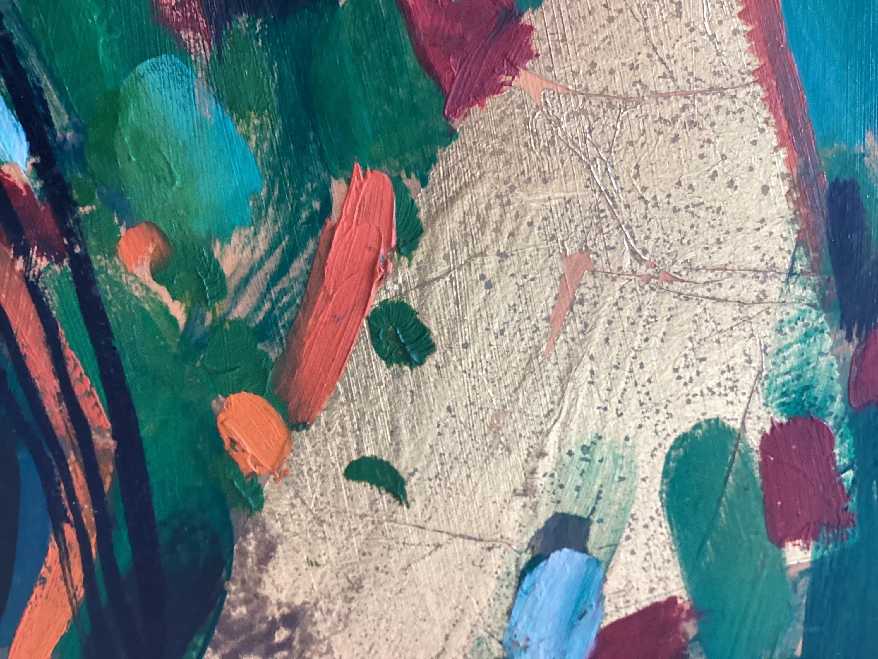 Vintage Painting | Danilo Gardani Ritratto 1990S, Italian Art, Gold Leaf, Signed — photo 8 of 11