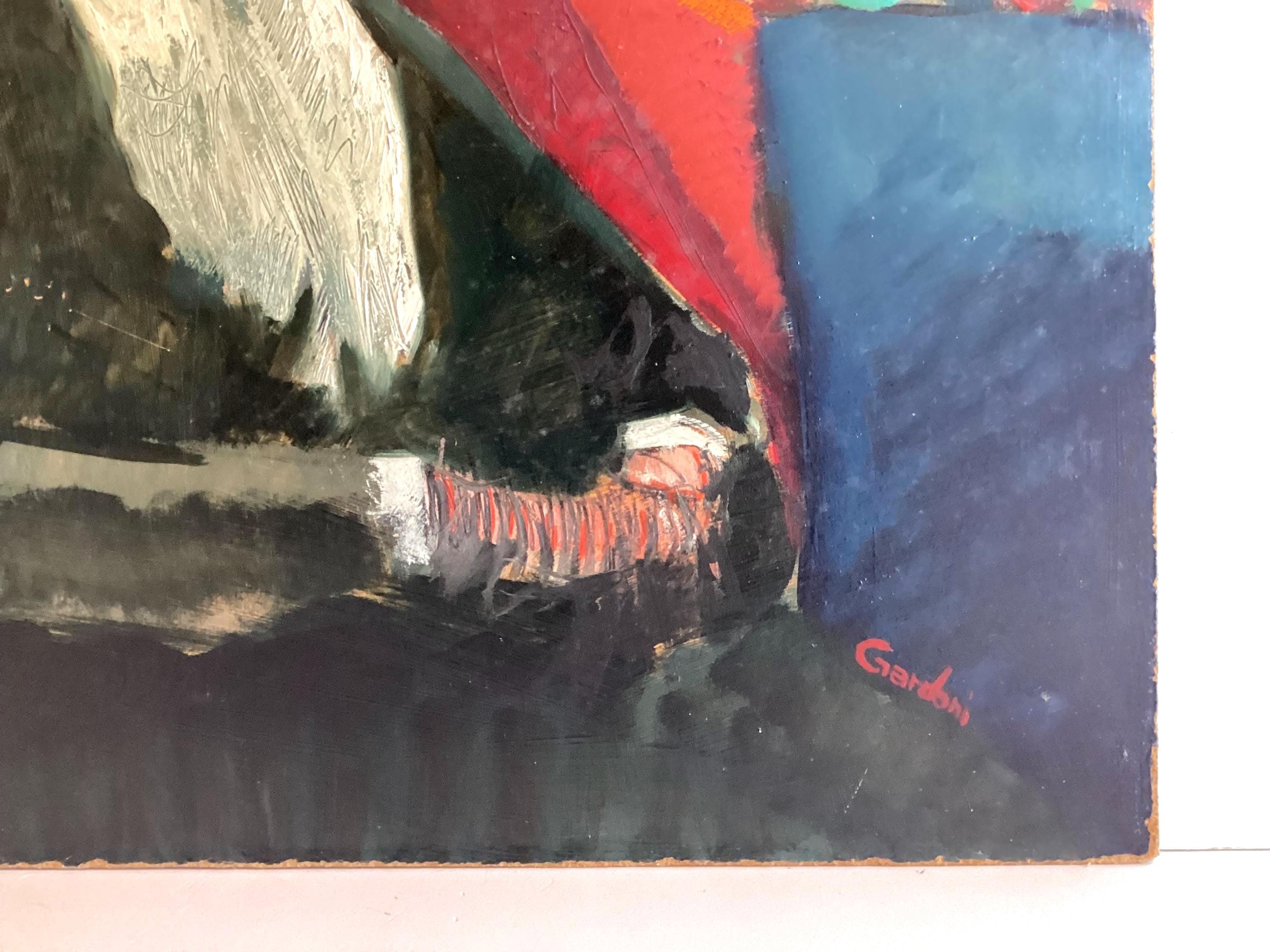 Vintage Painting | Danilo Gardani Ritratto 1990S, Italian Art, Gold Leaf, Signed — photo 9 of 11