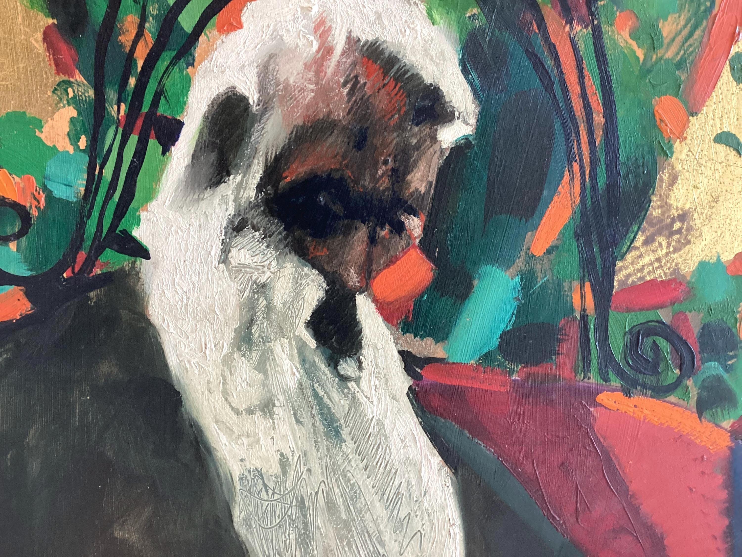 Vintage Painting | Danilo Gardani Ritratto 1990S, Italian Art, Gold Leaf, Signed — photo 10 of 11