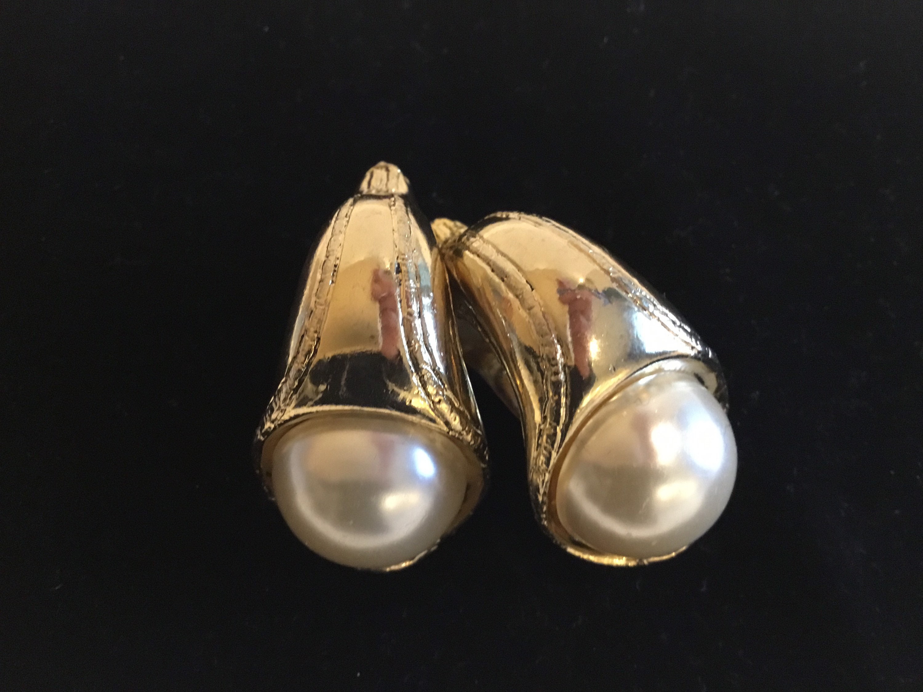 Vintage Earrings | 1980s Chorange Paris Gold Plated, Faux Pearl Statement — photo 3 of 8