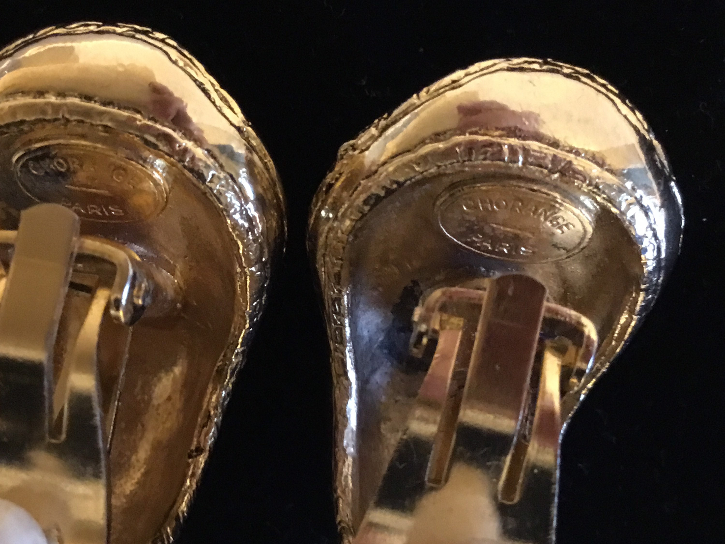 Vintage Earrings | 1980s Chorange Paris Gold Plated, Faux Pearl Statement — photo 8 of 8