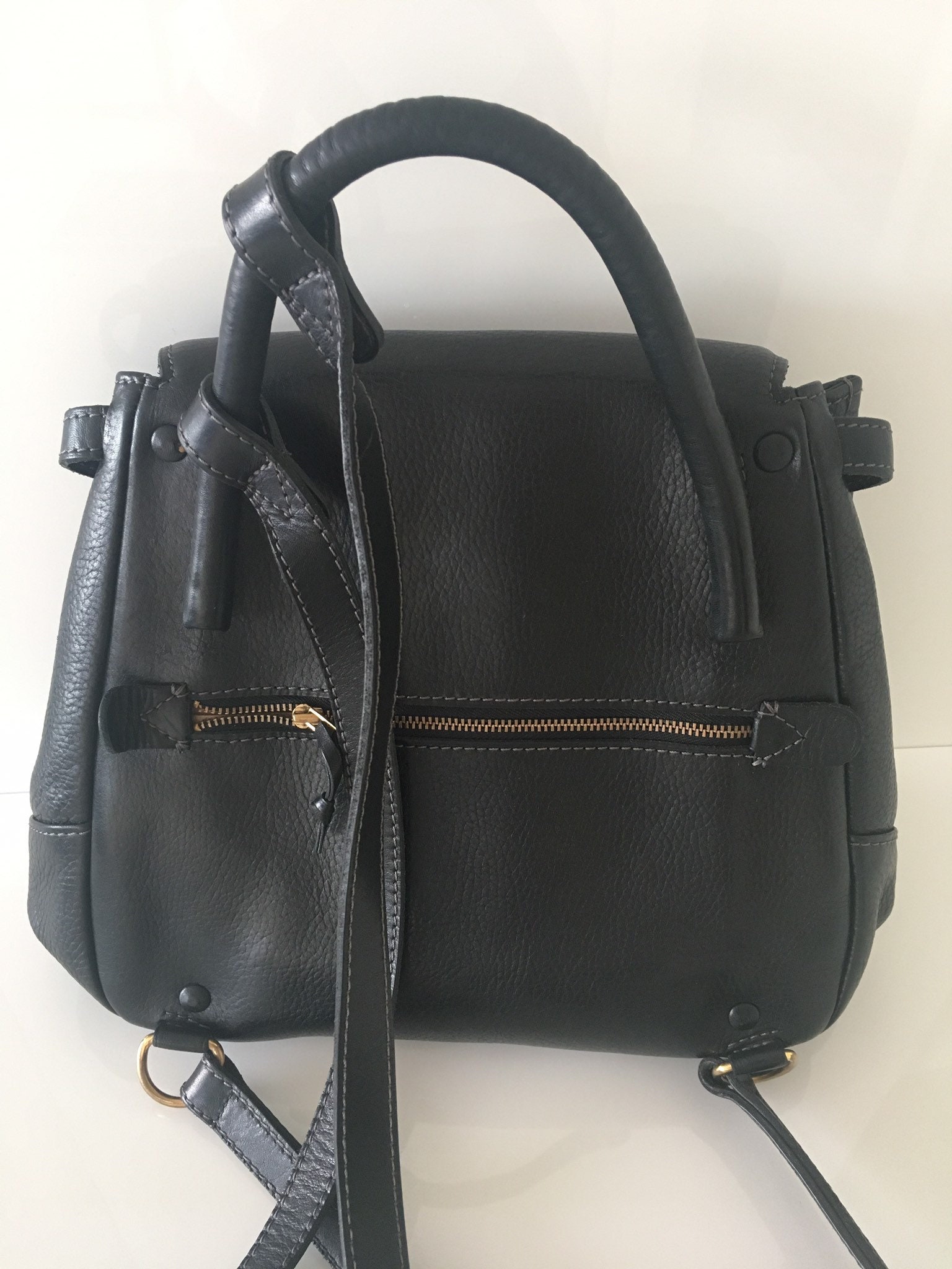 Vintage Backpack | S en Ciel Belgian Designer [1980s] Delvaux Craftsman Black Leather — photo 4 of 6