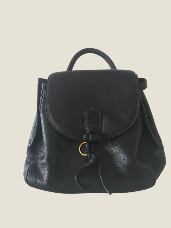 Vintage Backpack | S en Ciel Belgian Designer [1980s] Delvaux Craftsman Black Leather
