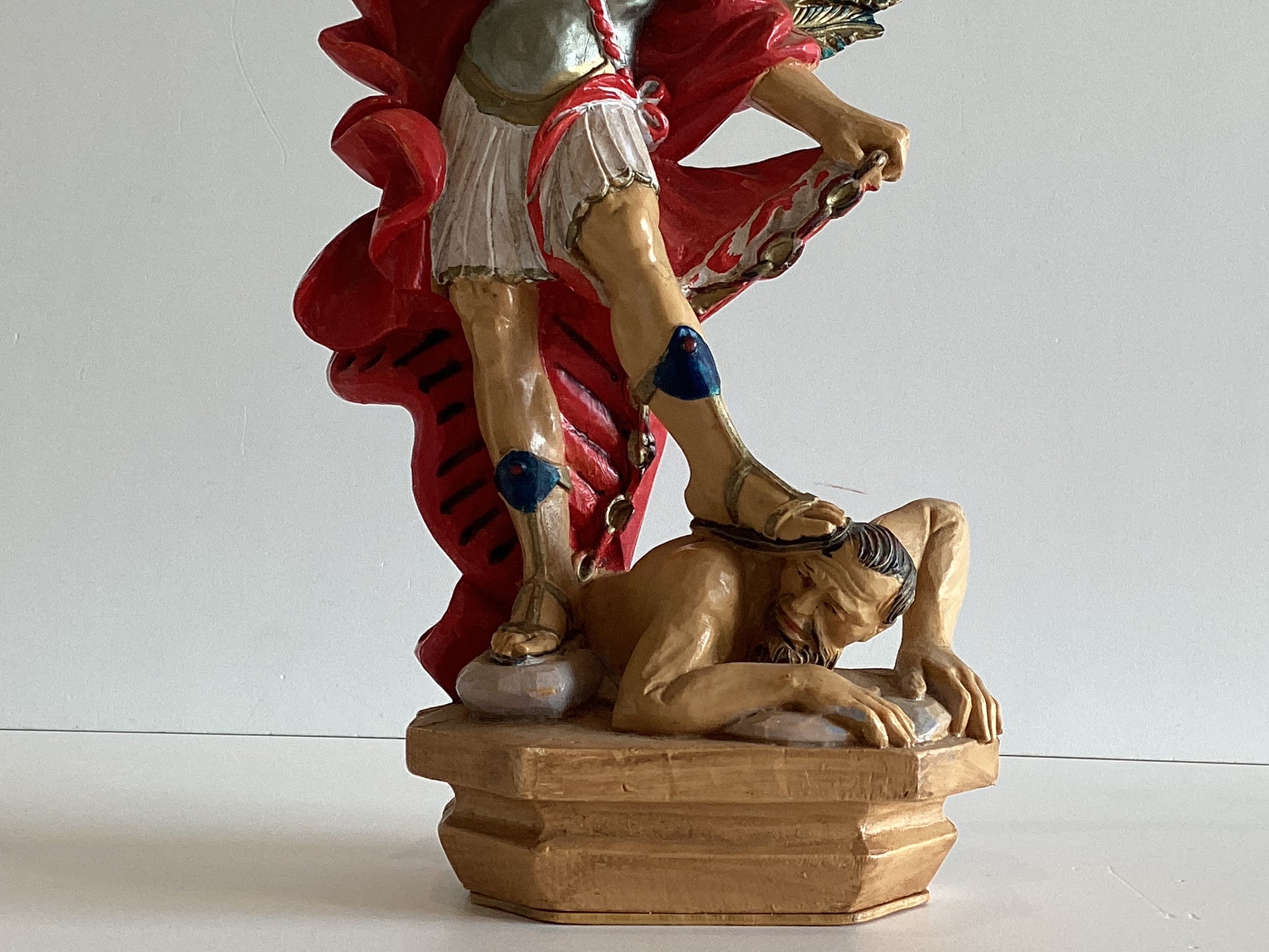 Vintage Italian Sculpture | Santini Archangel Michael Resin Statue, 1970s Religious Art — photo 5 of 10