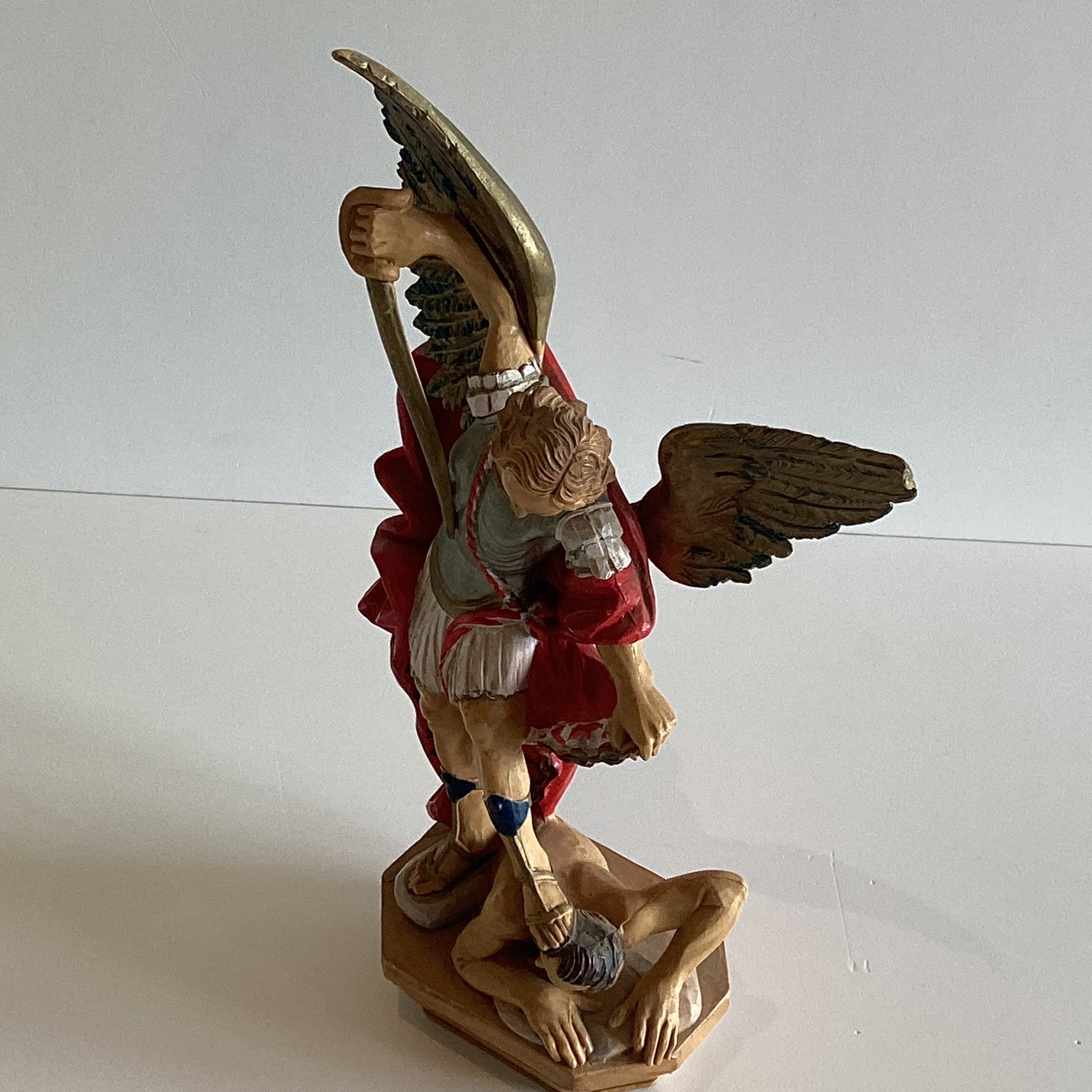 Vintage Italian Sculpture | Santini Archangel Michael Resin Statue, 1970s Religious Art — photo 6 of 10