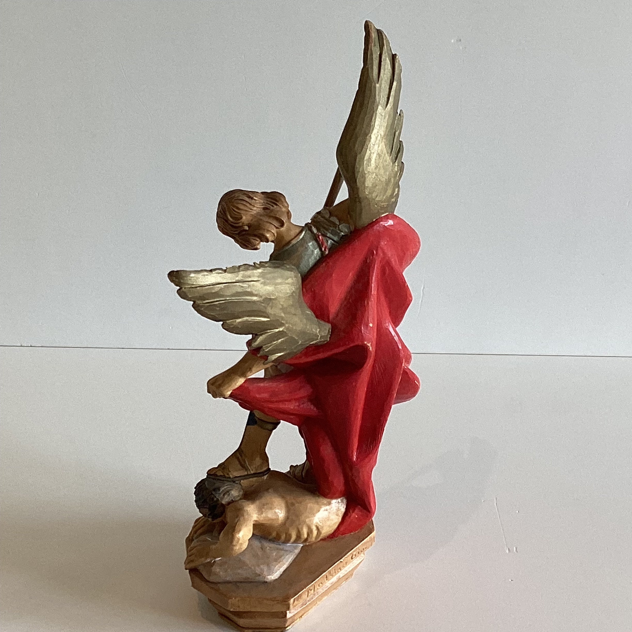 Vintage Italian Sculpture | Santini Archangel Michael Resin Statue, 1970s Religious Art — photo 7 of 10