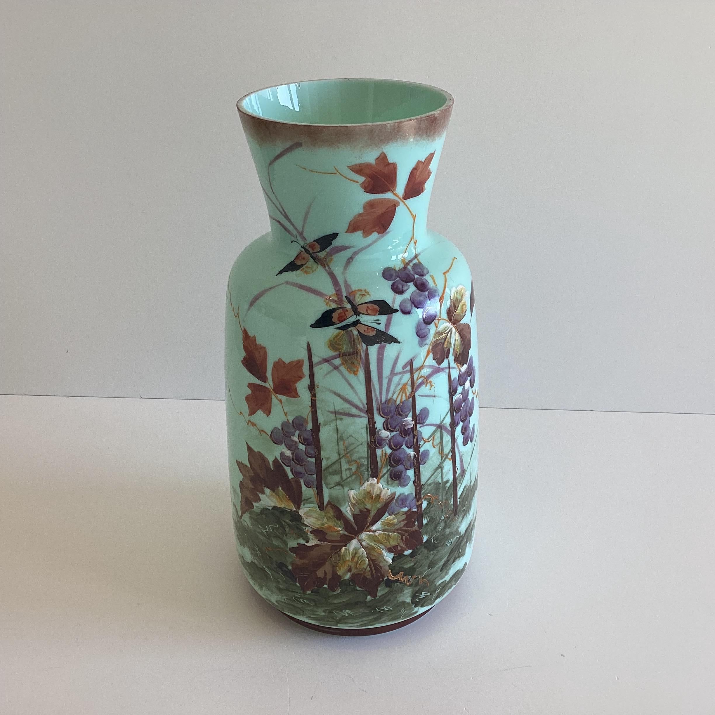 Antique Vase | Hand-Painted Glass Art (1880s) Bohemian Decor — photo 2 of 8