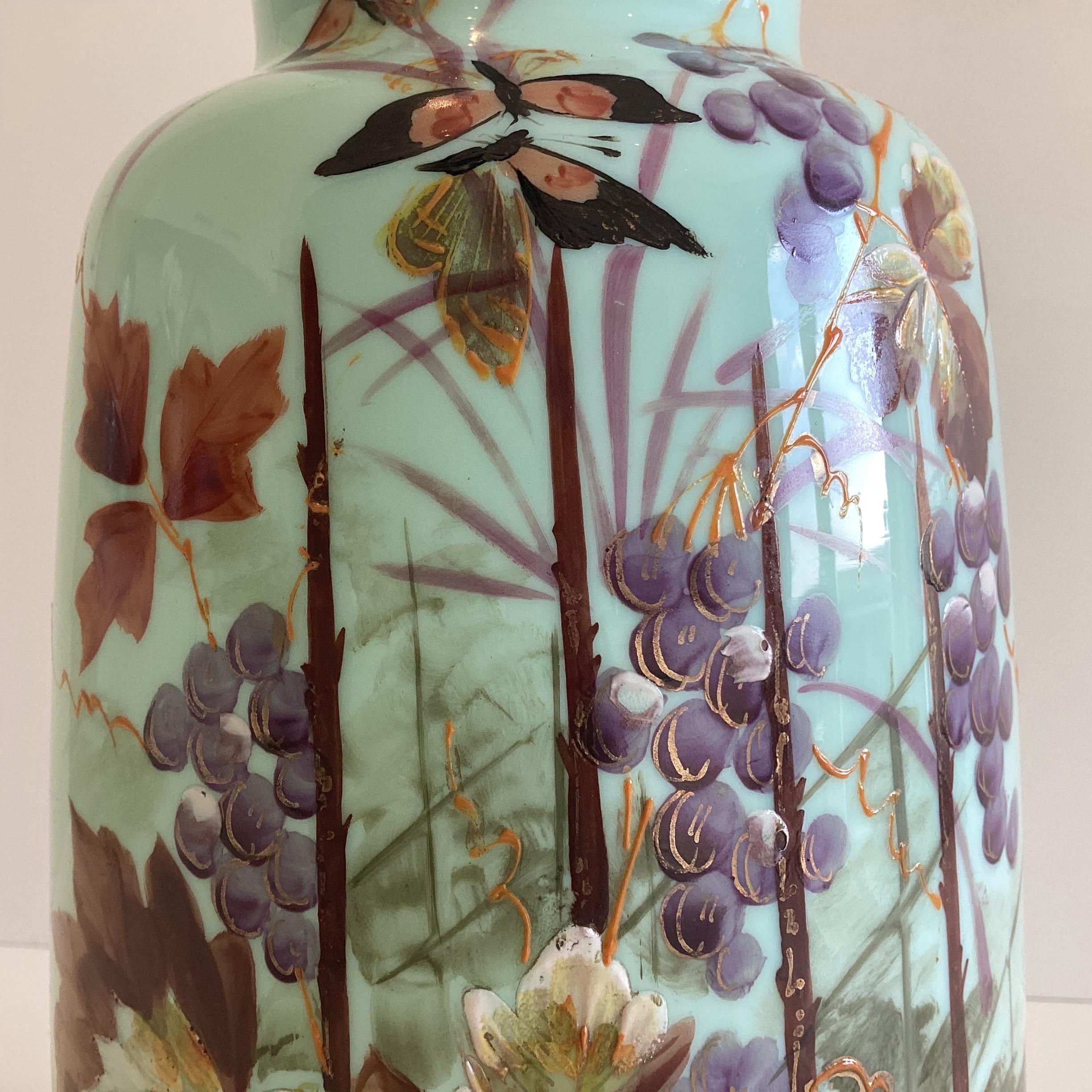 Antique Vase | Hand-Painted Glass Art (1880s) Bohemian Decor — photo 6 of 8