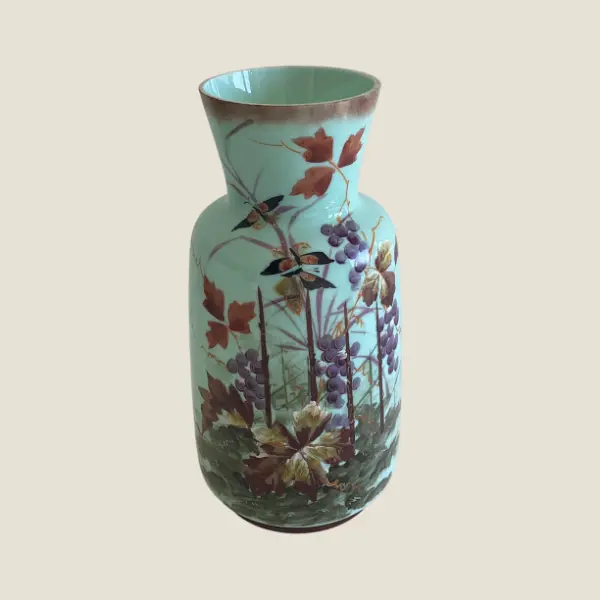 Antique Vase | Hand-Painted Glass Art (1880s) Bohemian Decor