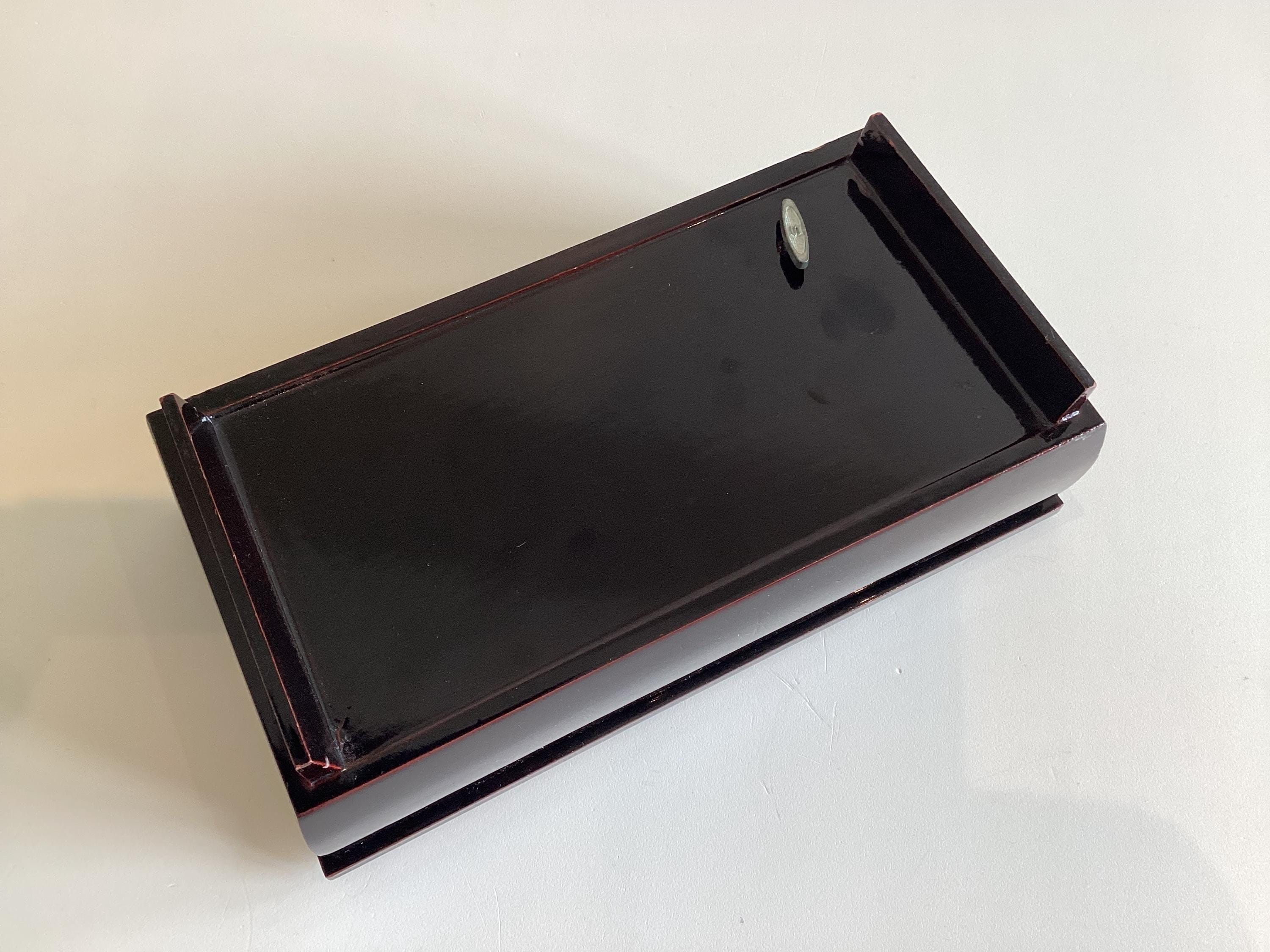 Vintage Japanese Music Box | Chokin Art Black Lacquer, Sankyo Movement Jewelry Case — photo 11 of 11