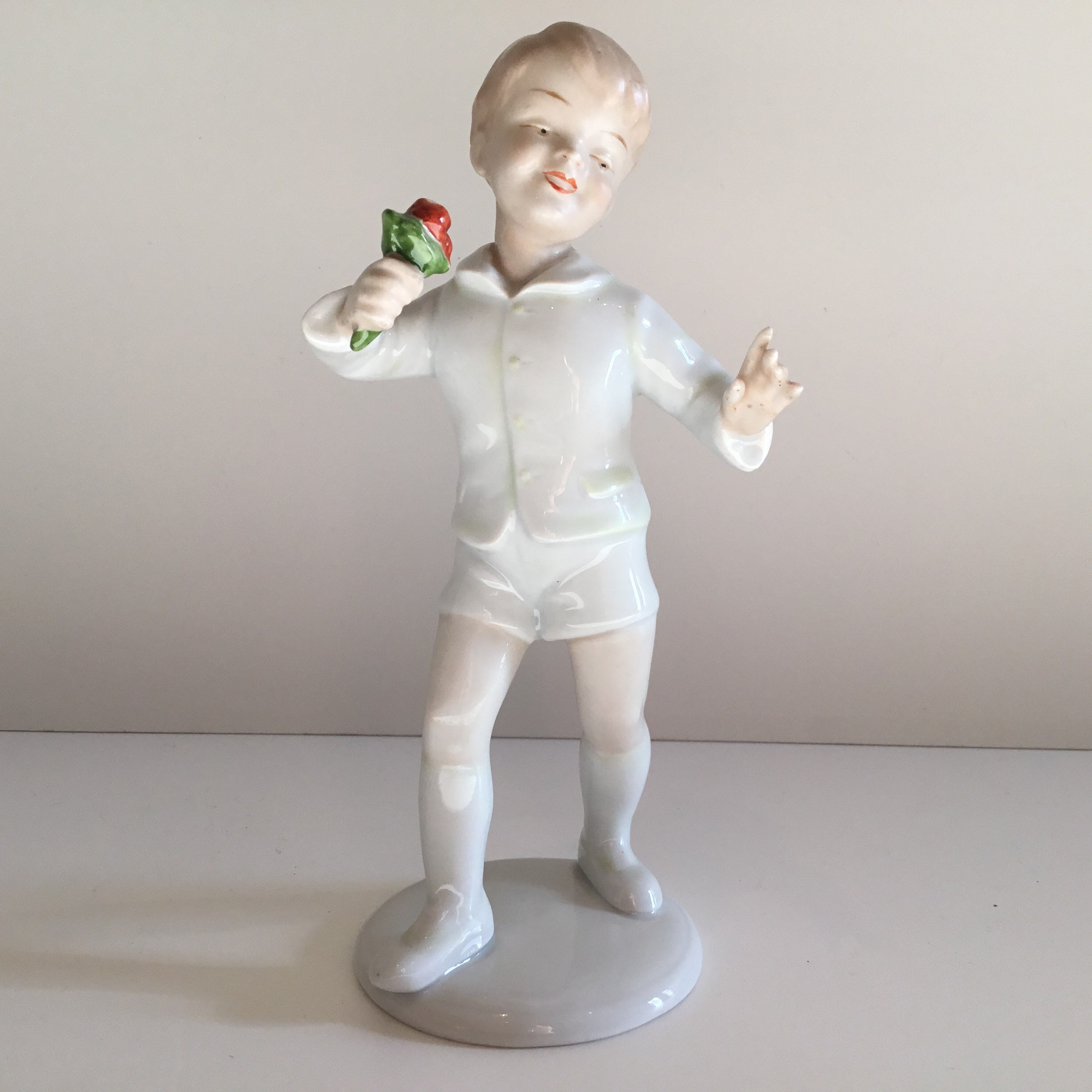 Vintage Porcelain Figurine | Wallendorf German Boy, 1960s Numbered Collectible — photo 2 of 11