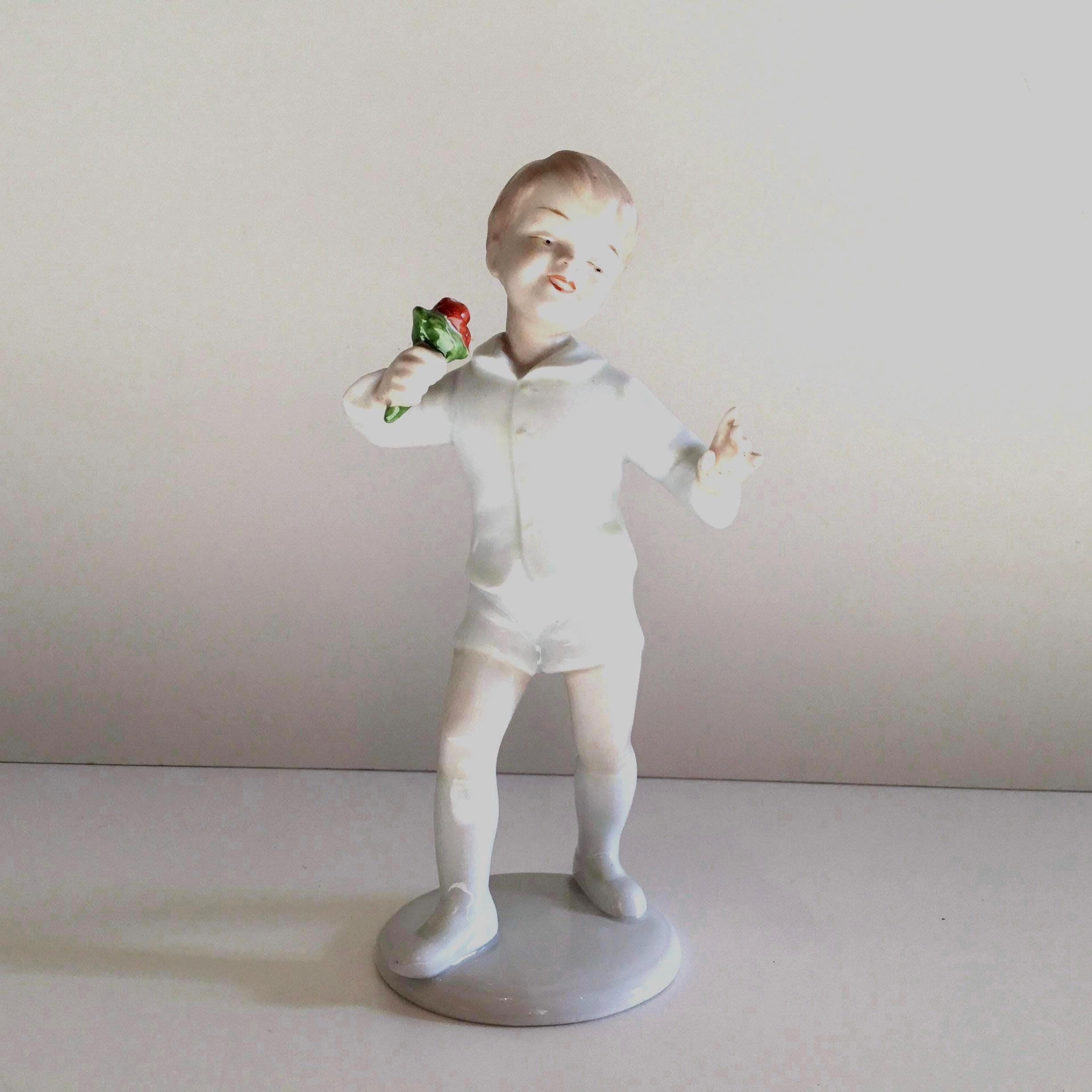 Vintage Porcelain Figurine | Wallendorf German Boy, 1960s Numbered Collectible — photo 3 of 11