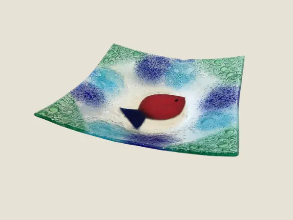 Vintage Murano Glass | 1950s Italian Submerged Glass Centrepiece, Marine Motif Venice