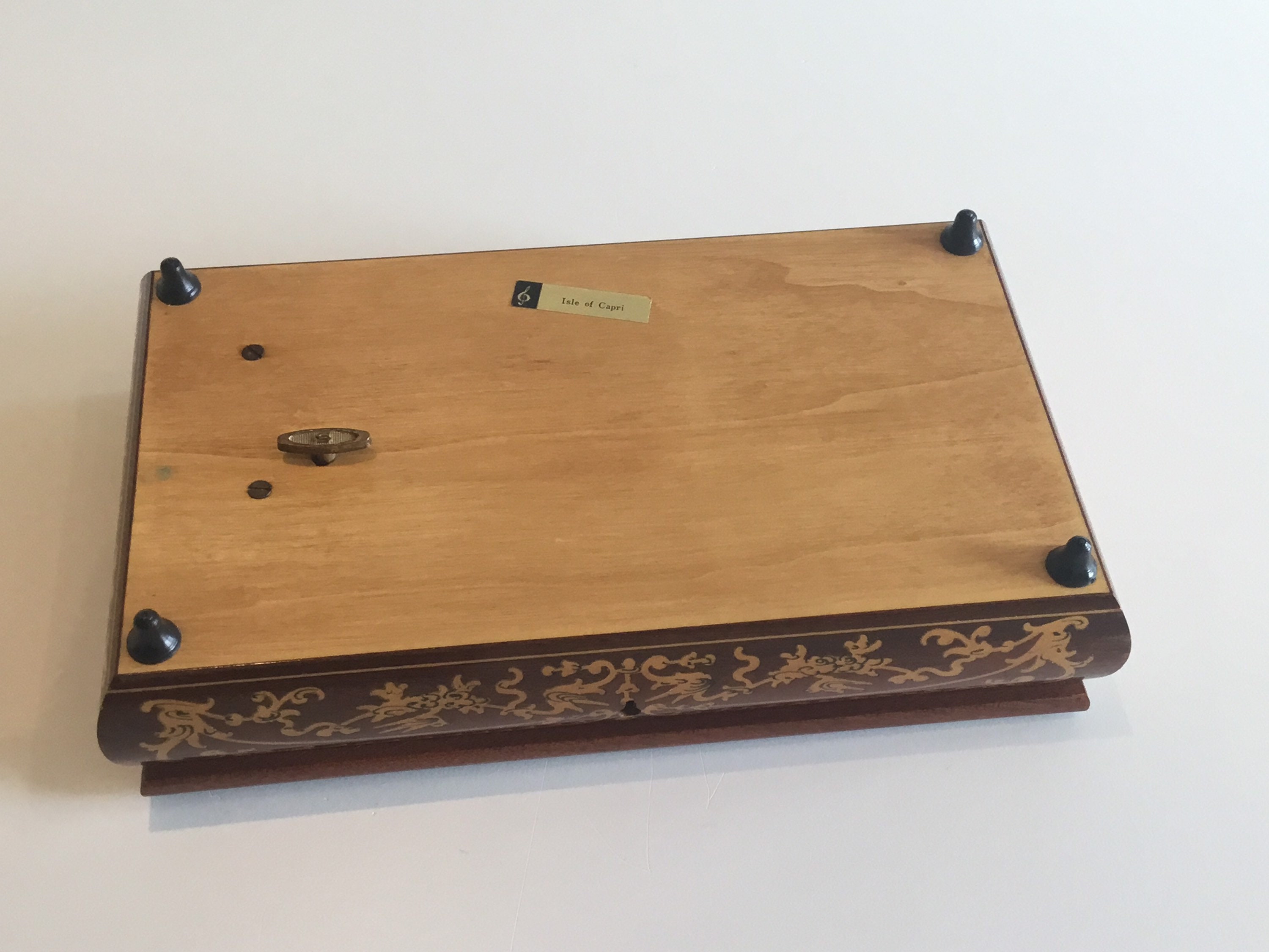 Vintage Music Box | 1960s Sorrento Italy, Wood Inlay Jewelry Box "Isle of Capri" — photo 9 of 10
