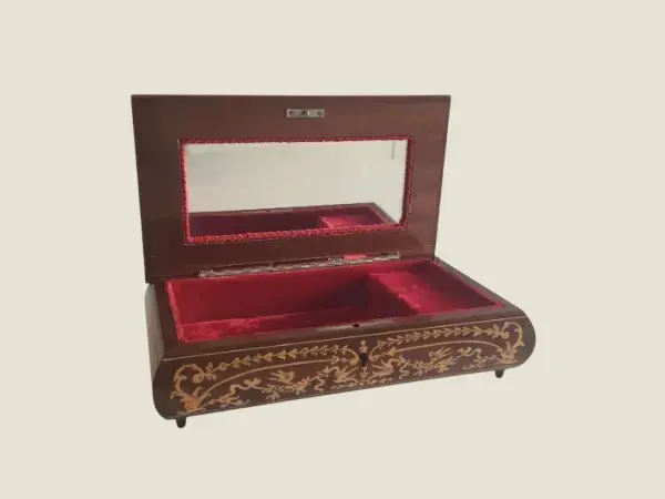 Vintage Music Box | 1960s Sorrento Italy, Wood Inlay Jewelry Box "Isle of Capri"