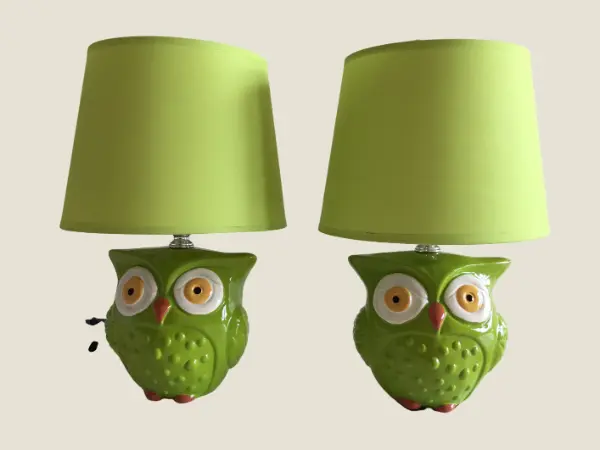 Table Lamps Porcelain Owls Pair (1970s) Italian Design Abajur