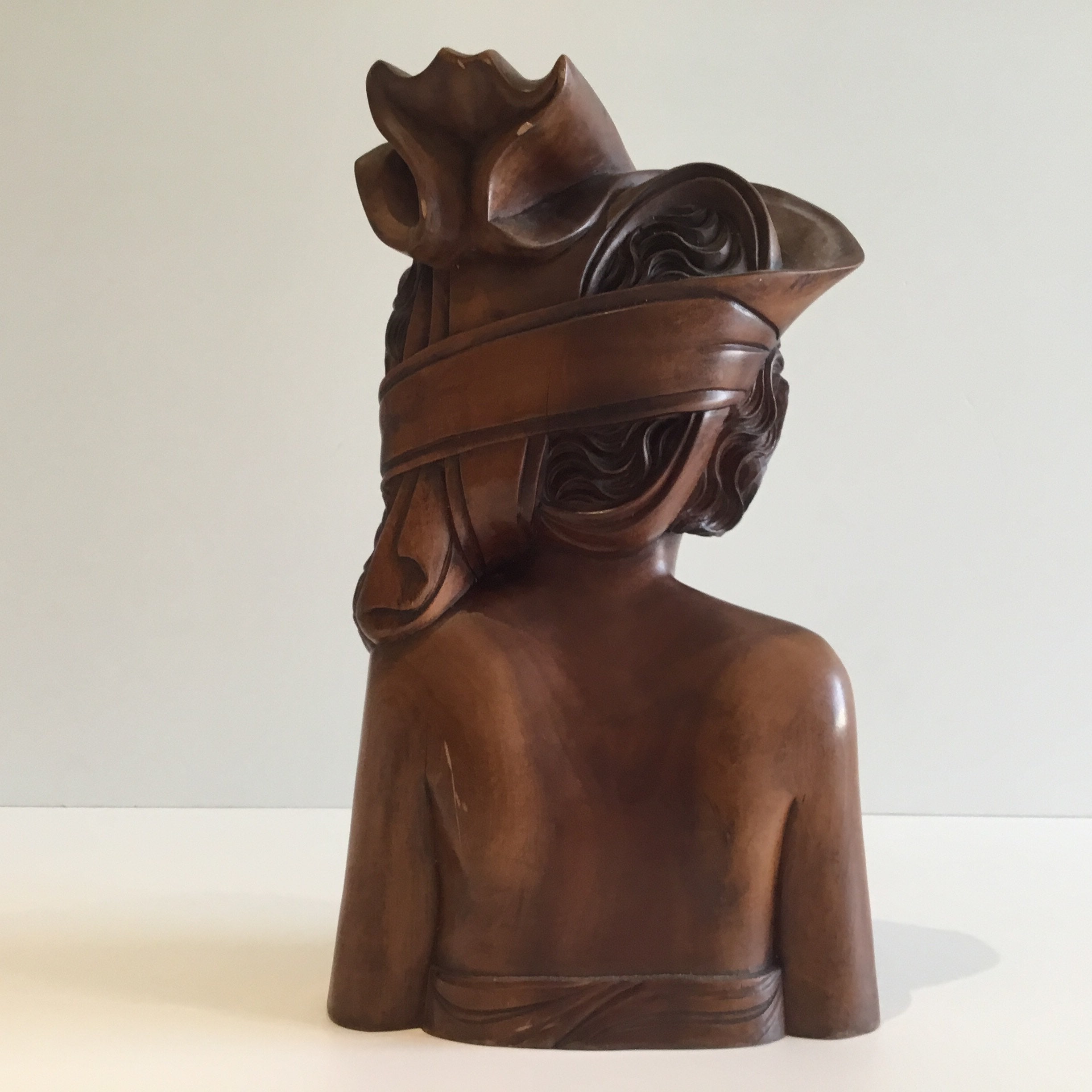 Statue Sculpture | 1940s Bali A.A. Fatimah Wood Carving, Signed Tribal Art Figure — photo 6 of 8