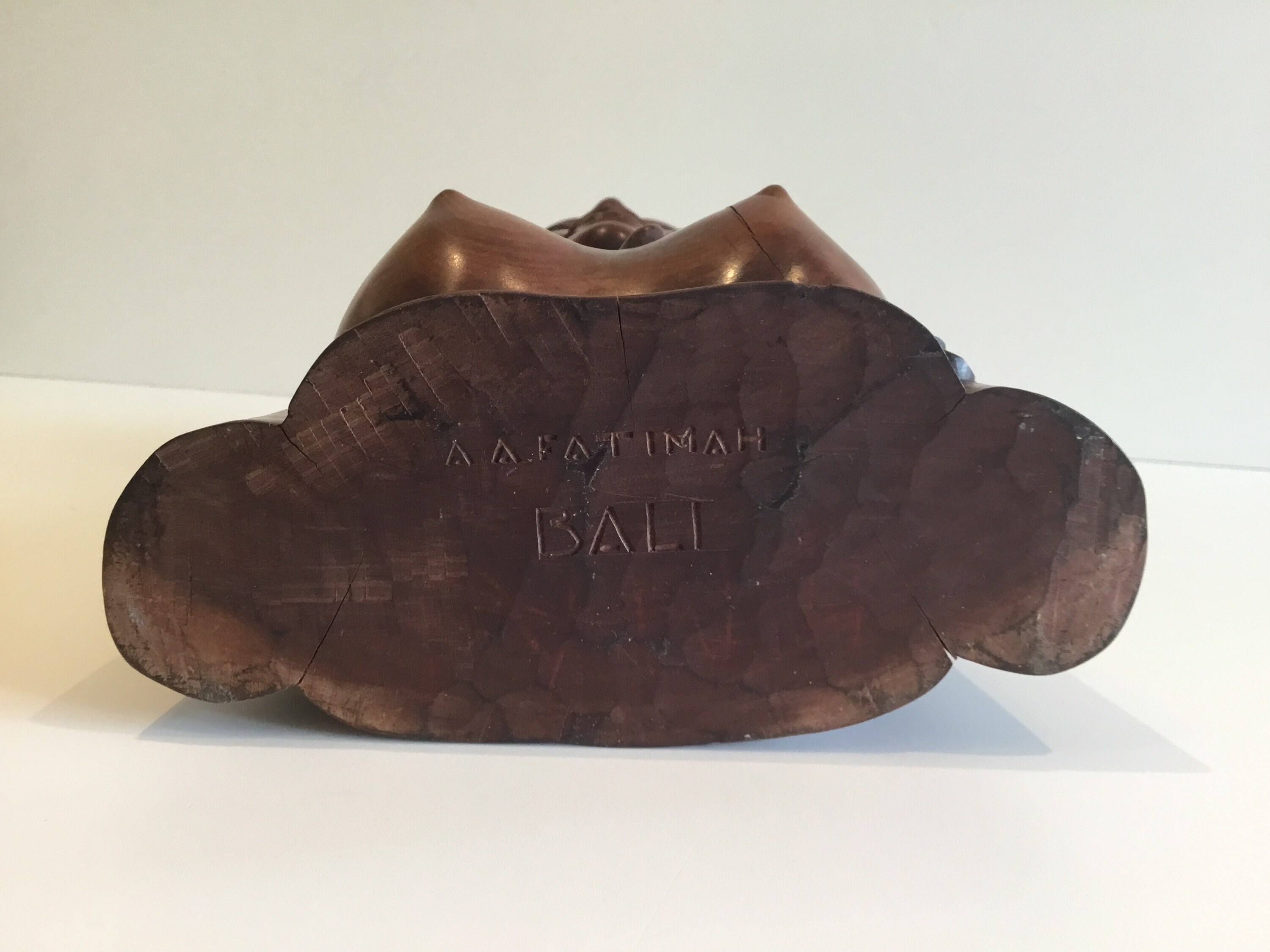 Statue Sculpture | 1940s Bali A.A. Fatimah Wood Carving, Signed Tribal Art Figure — photo 8 of 8