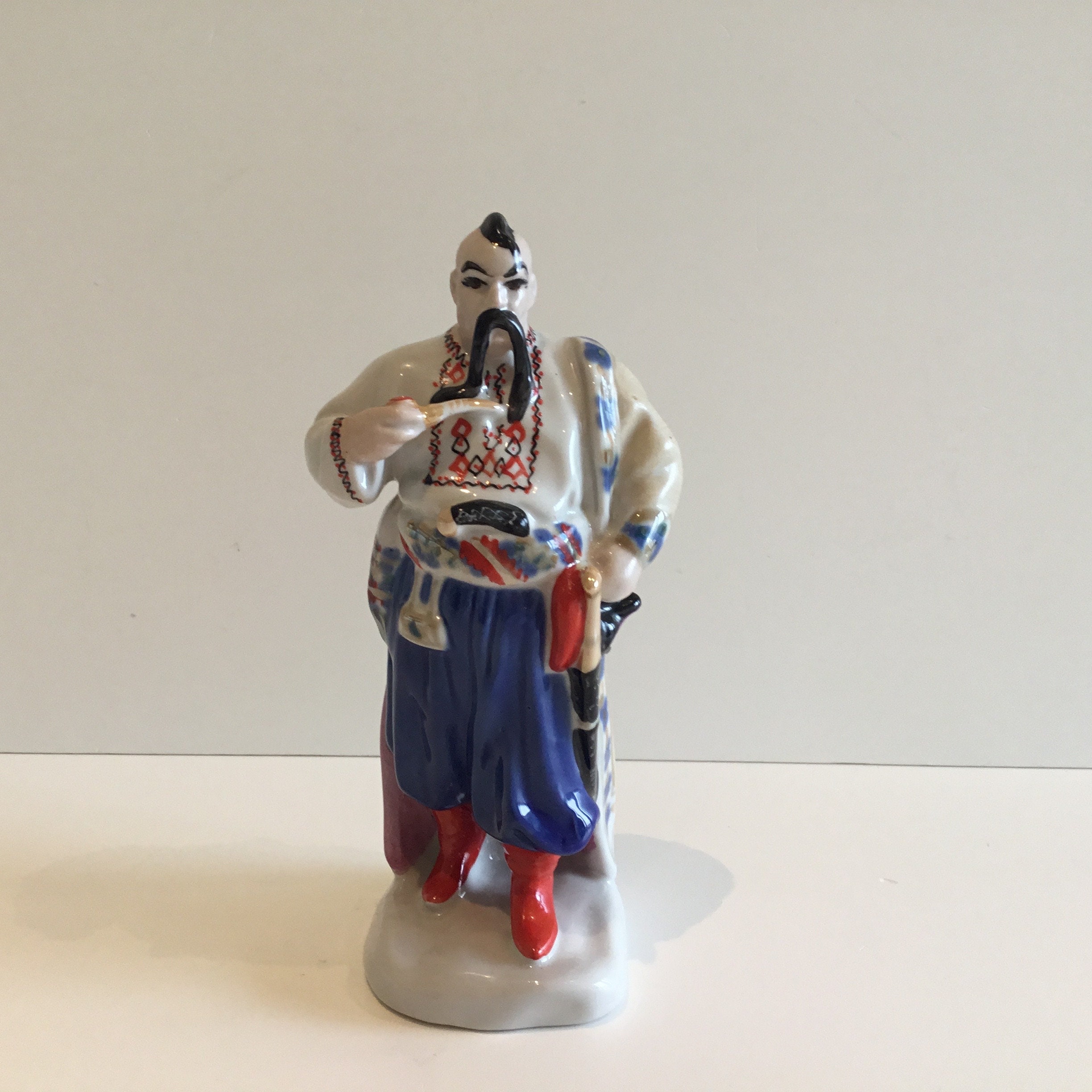 Porcelain Figurine | 1960s Hand Painted Cossack, Collectible Vintage — photo 2 of 7