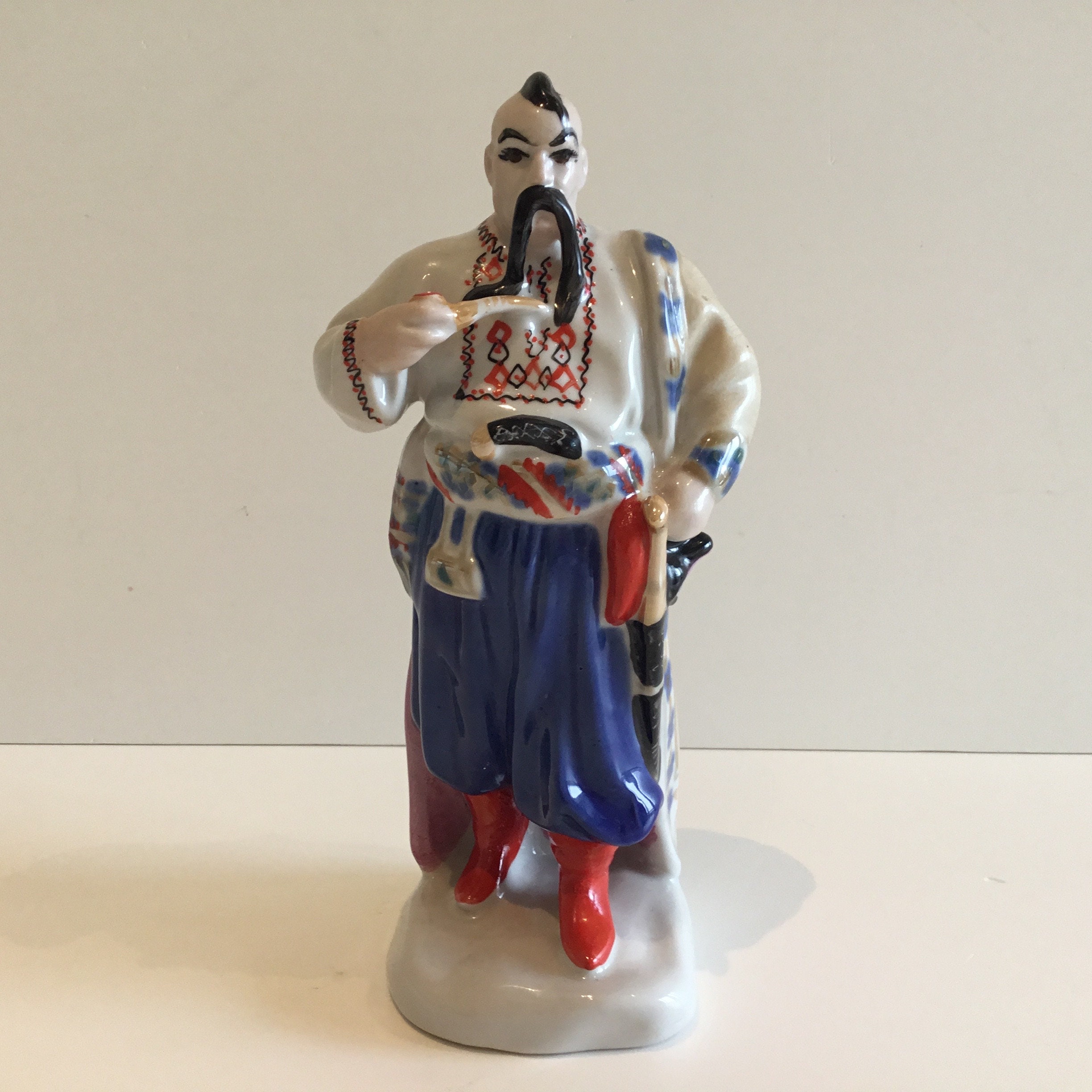 Porcelain Figurine | 1960s Hand Painted Cossack, Collectible Vintage — photo 3 of 7