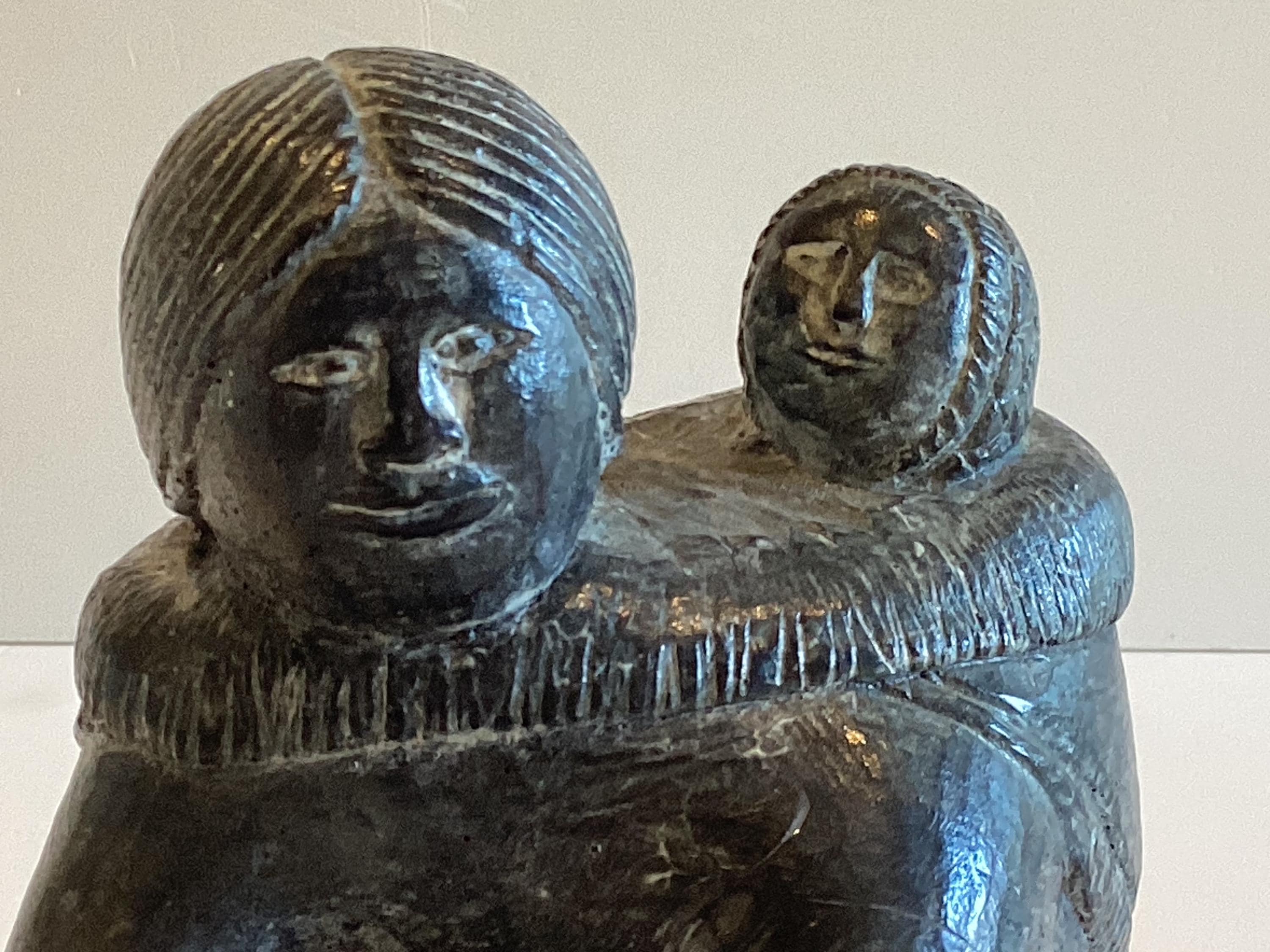 Vintage Inuit Sculpture | 1970s Wolf Enterprises Canada Signed WE, Soapstone Mother & Child — photo 11 of 11