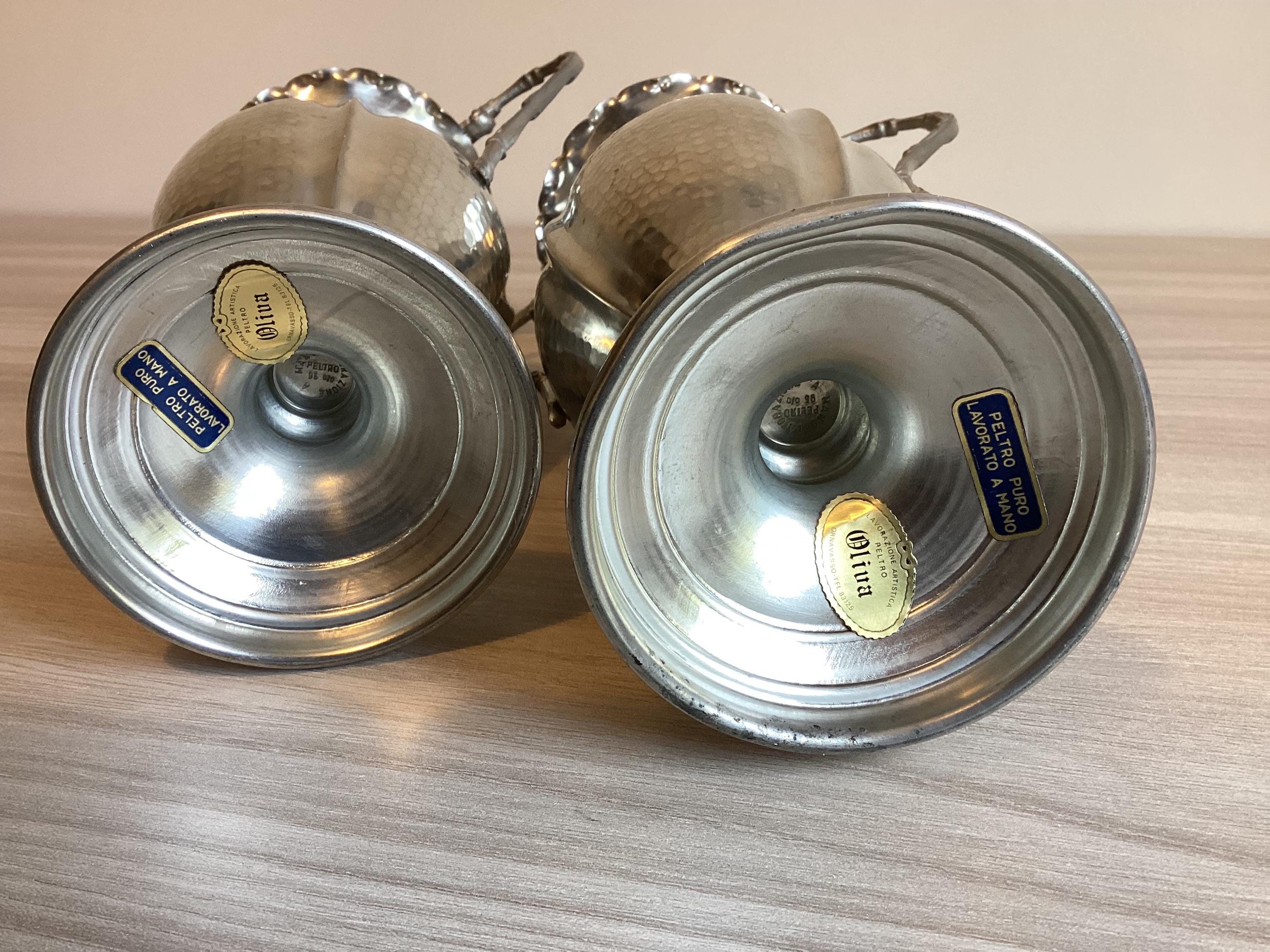 Vintage Vase | Pair Pewter Amphorae Oliva Design 1950s Made in Italy — photo 7 of 9