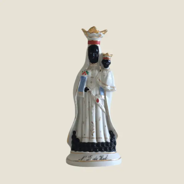 Black Madonna Statue Vintage Notre Dame de Halle Hand Painted (1930s)