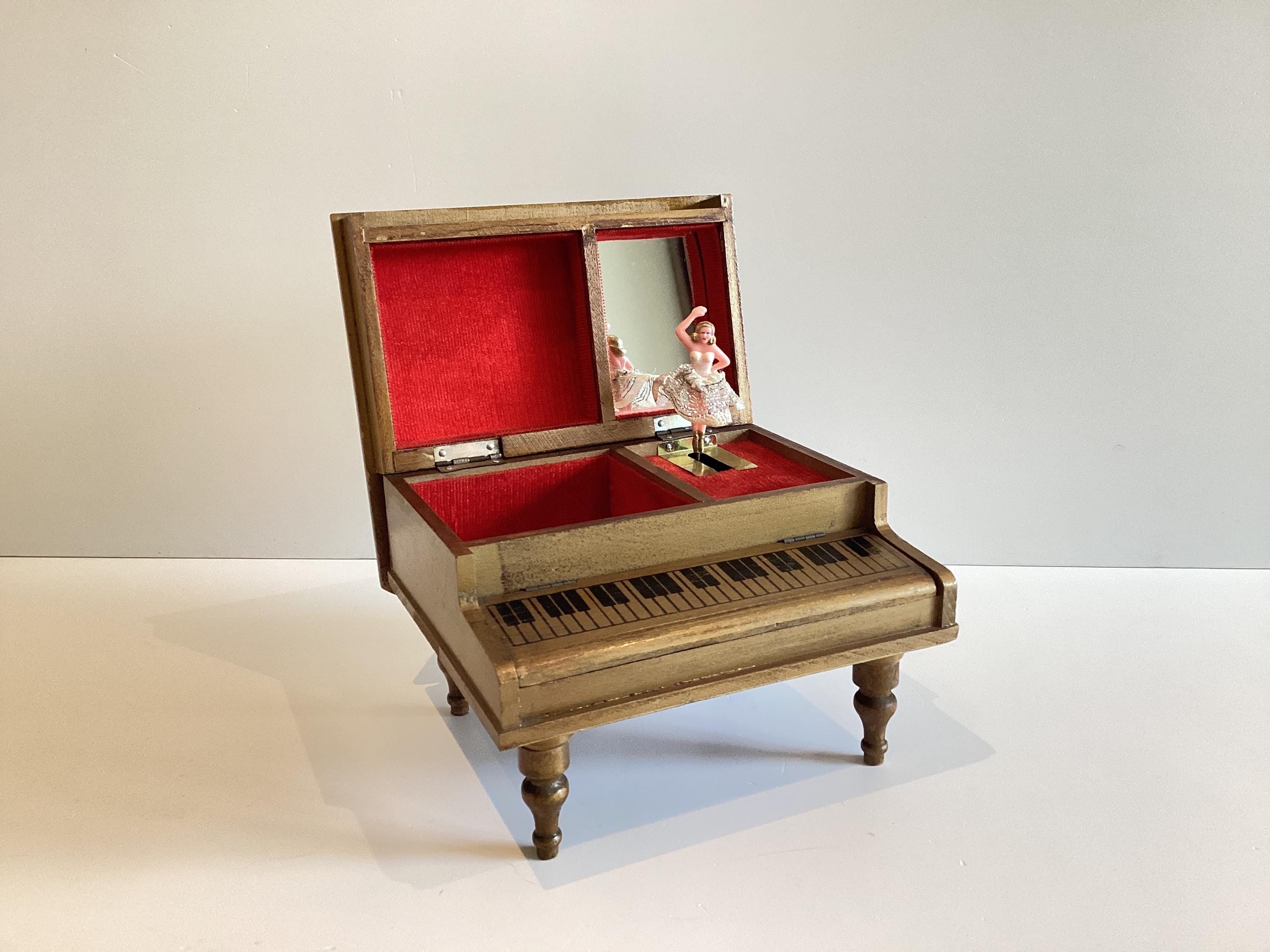 Vintage Music Box | 1960s Japanese Grand Piano, Working Dancer & Jewelry Compartments — photo 2 of 10