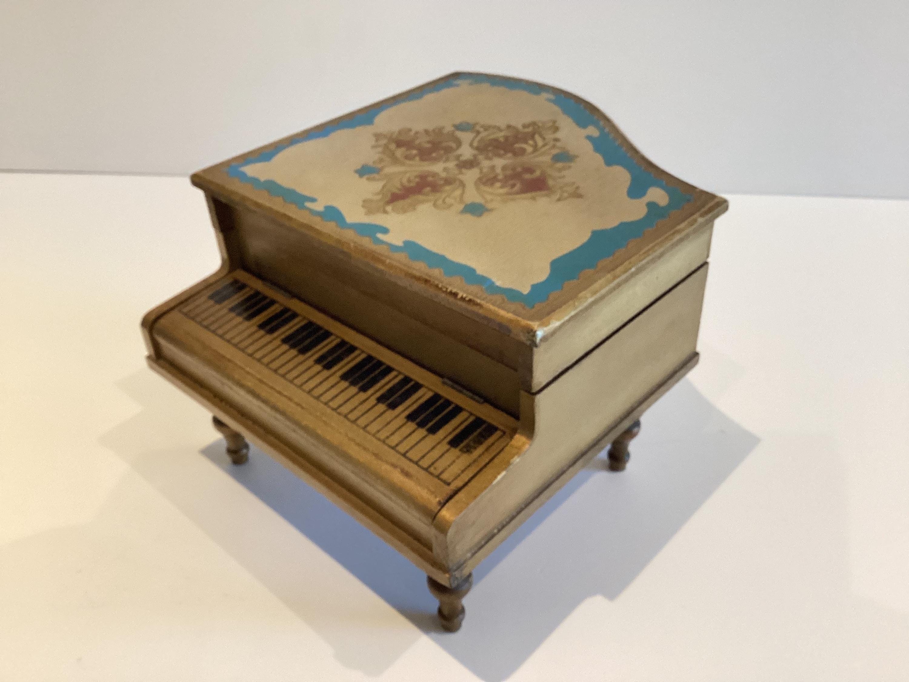Vintage Music Box | 1960s Japanese Grand Piano, Working Dancer & Jewelry Compartments — photo 3 of 10