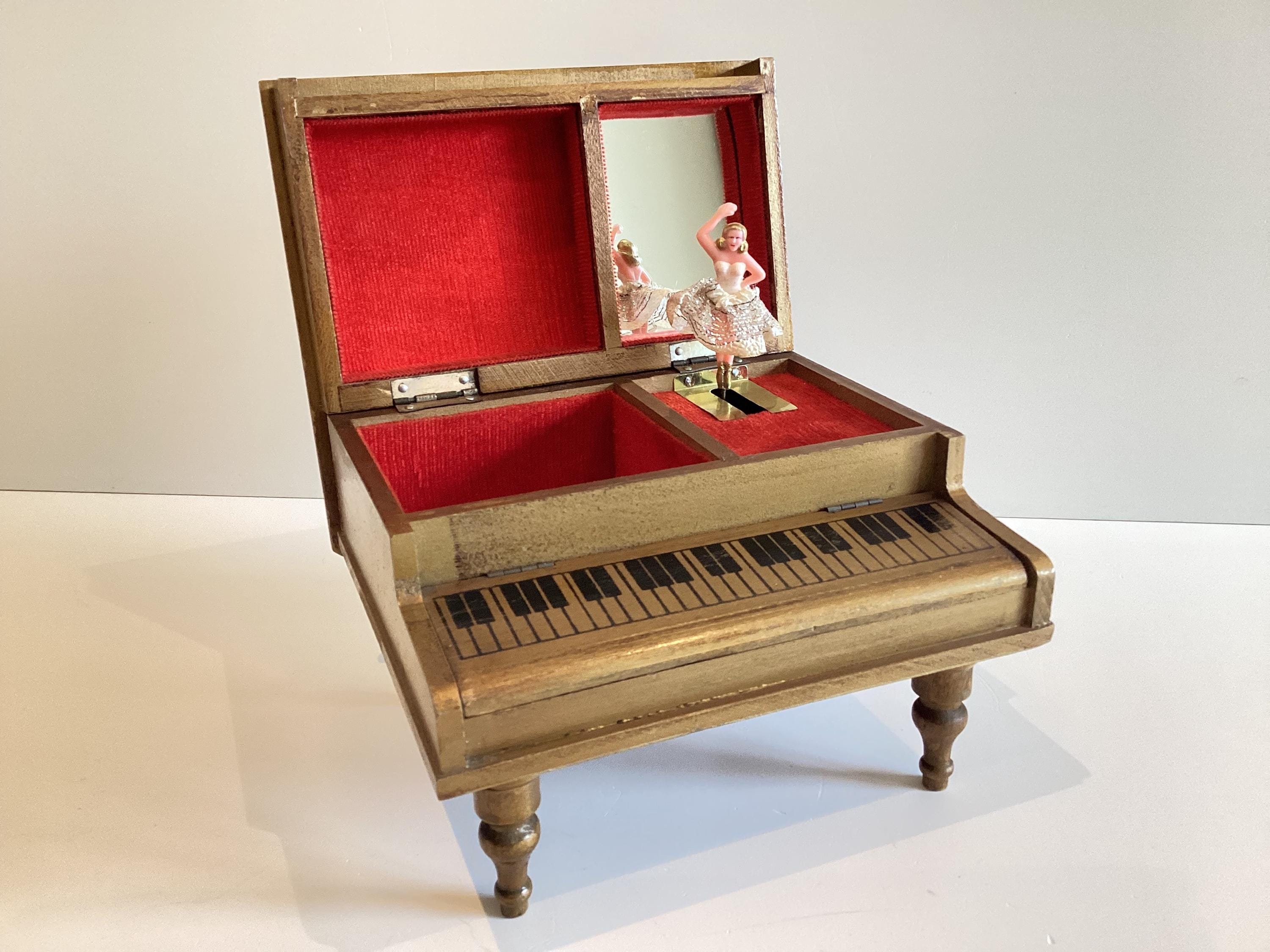 Vintage Music Box | 1960s Japanese Grand Piano, Working Dancer & Jewelry Compartments — photo 4 of 10