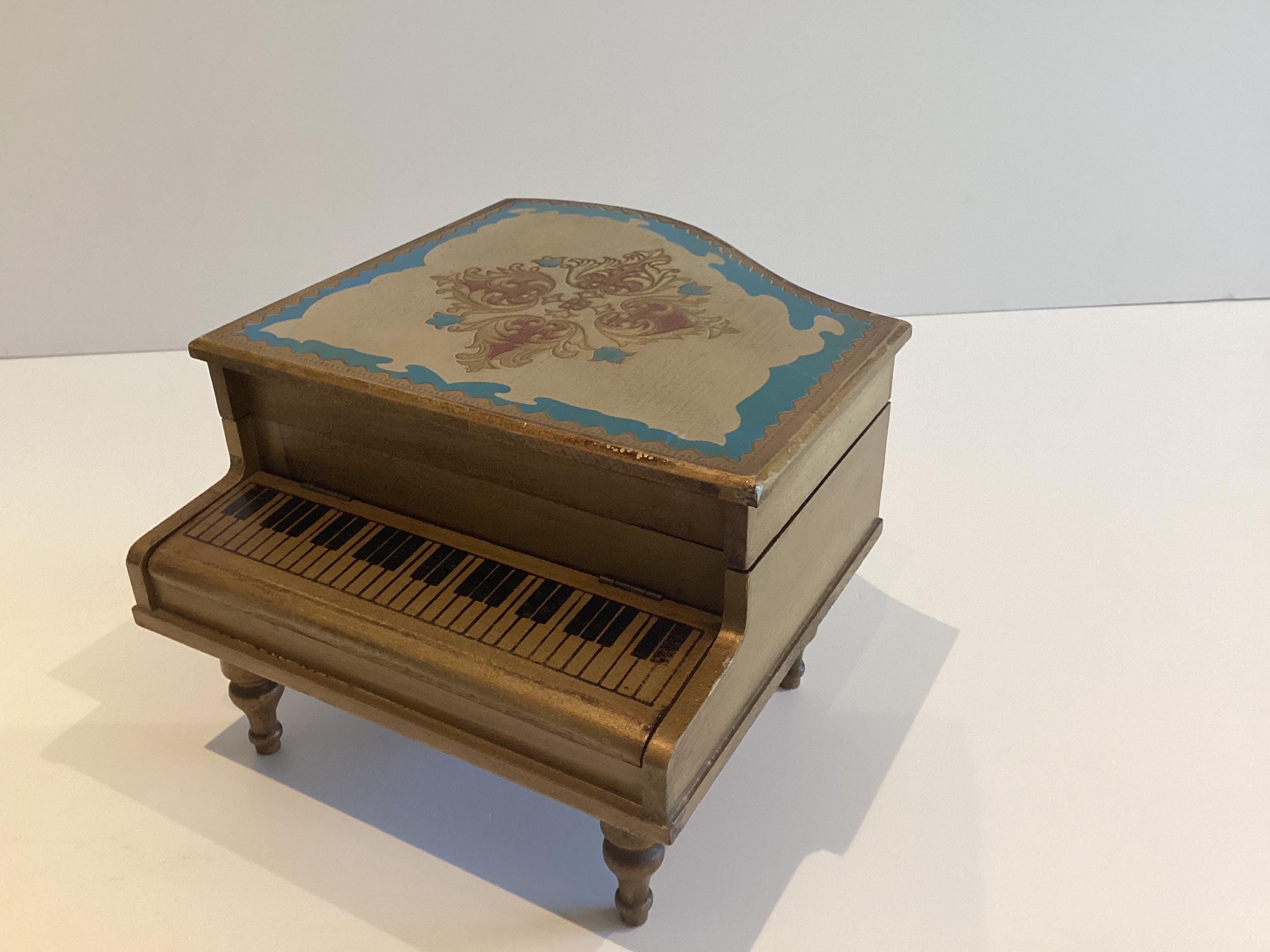 Vintage Music Box | 1960s Japanese Grand Piano, Working Dancer & Jewelry Compartments — photo 7 of 10
