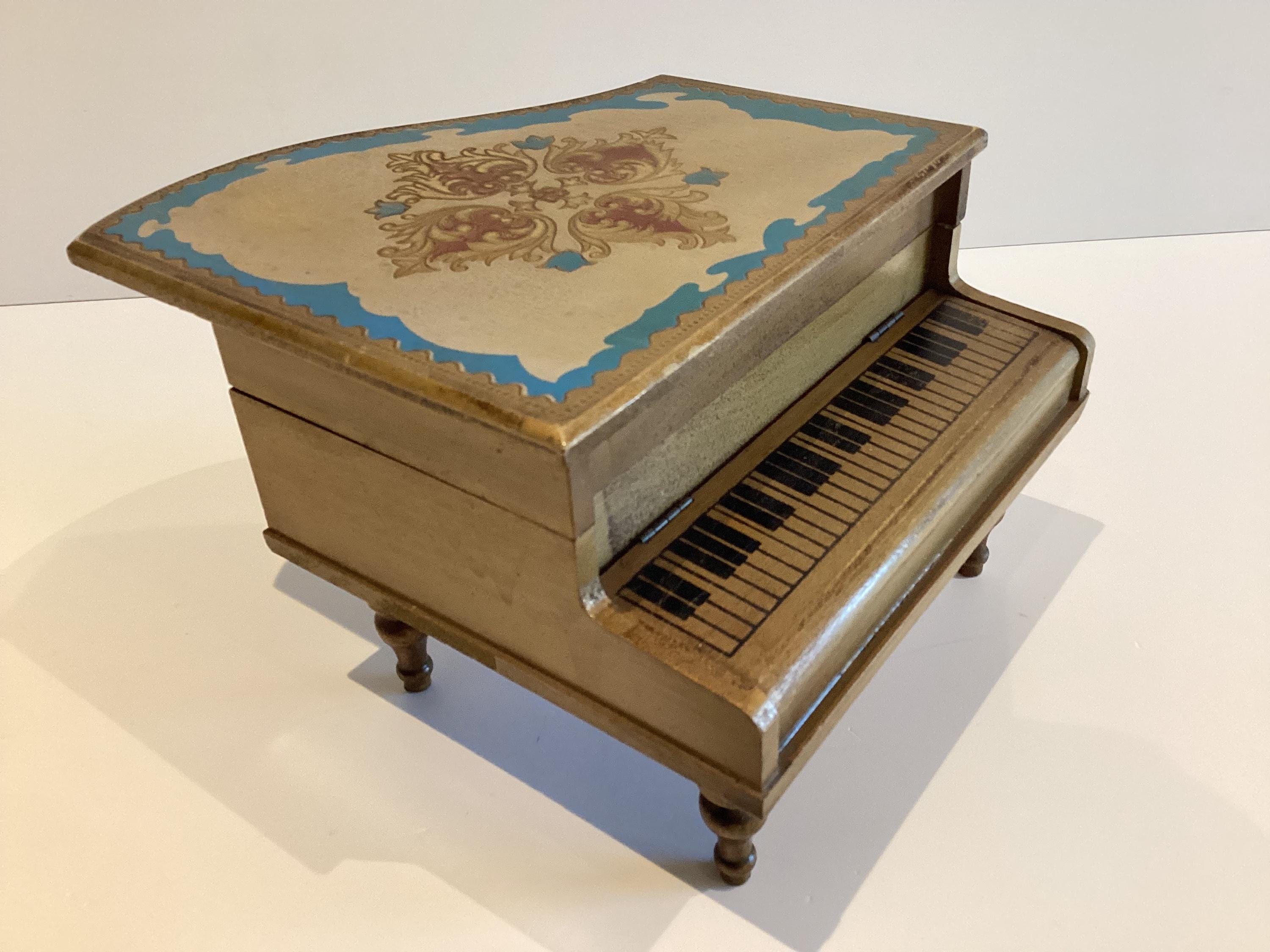 Vintage Music Box | 1960s Japanese Grand Piano, Working Dancer & Jewelry Compartments — photo 8 of 10