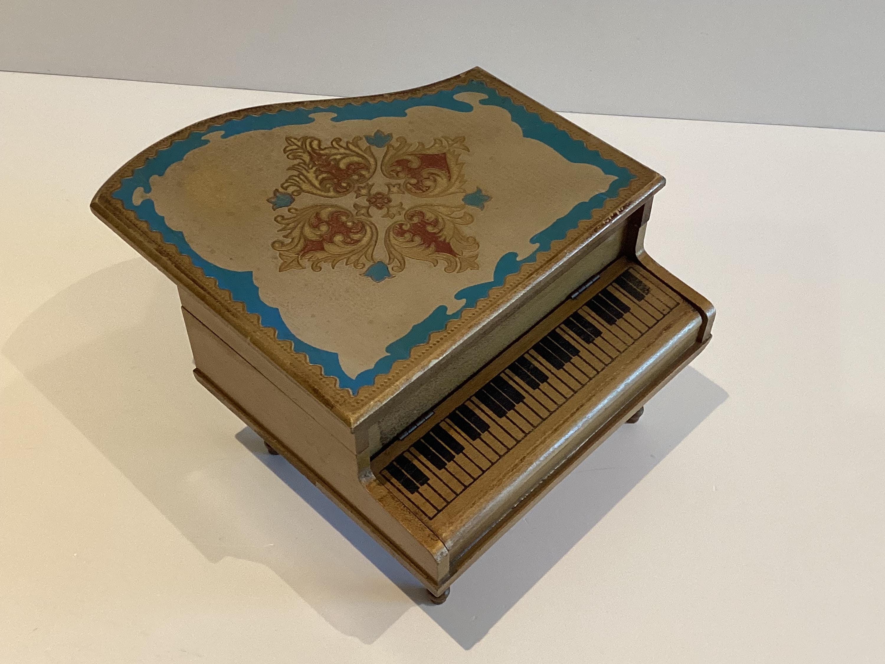 Vintage Music Box | 1960s Japanese Grand Piano, Working Dancer & Jewelry Compartments — photo 9 of 10